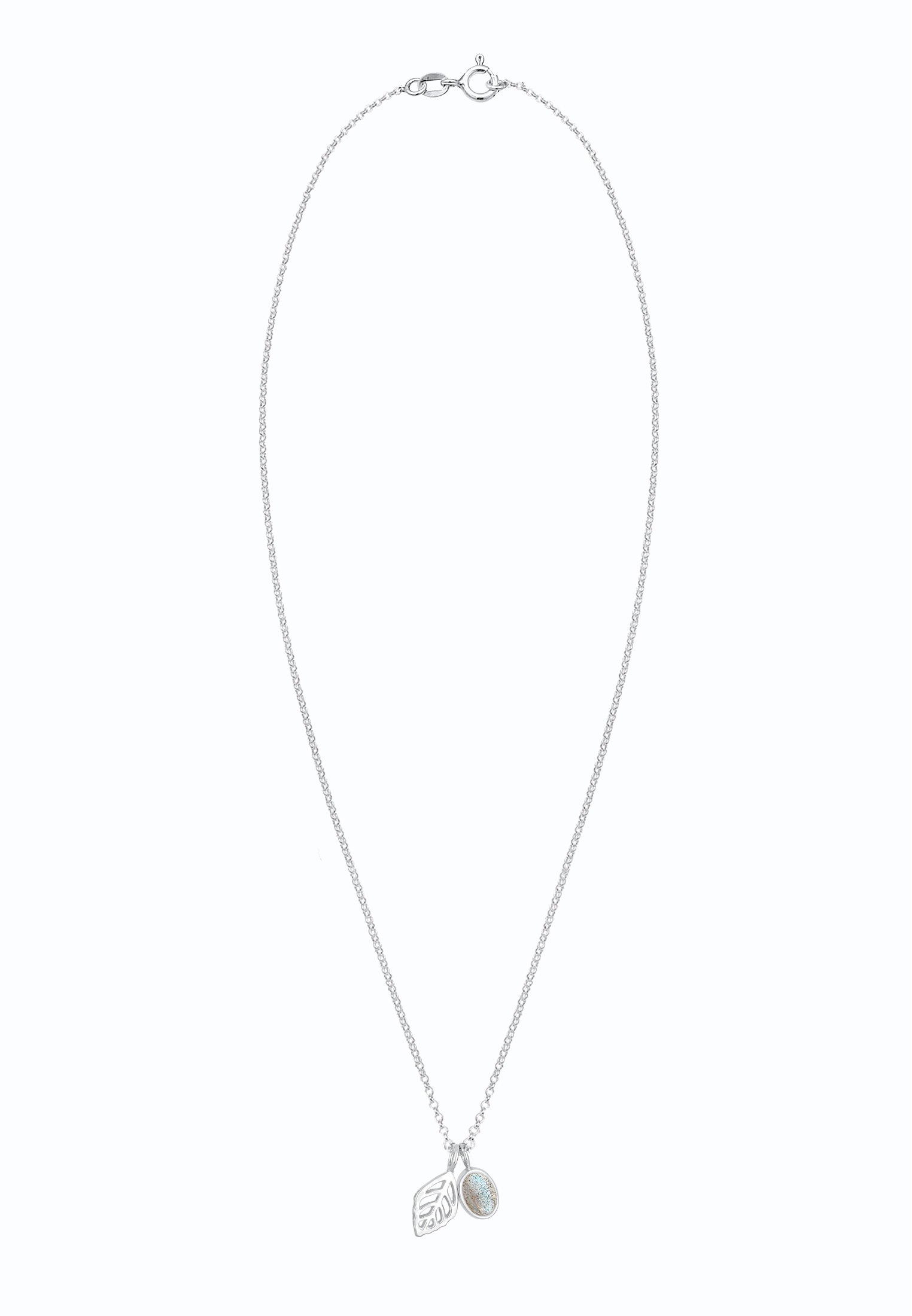 Elli Silberkette »Halskette Erbskette Blatt und Labradorit Edelstein 925 Sterling Silber«