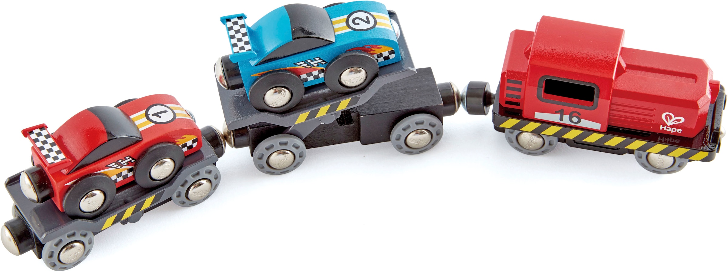 Hape Spielzeug-Eisenbahn »Rennwagen-Transporter«