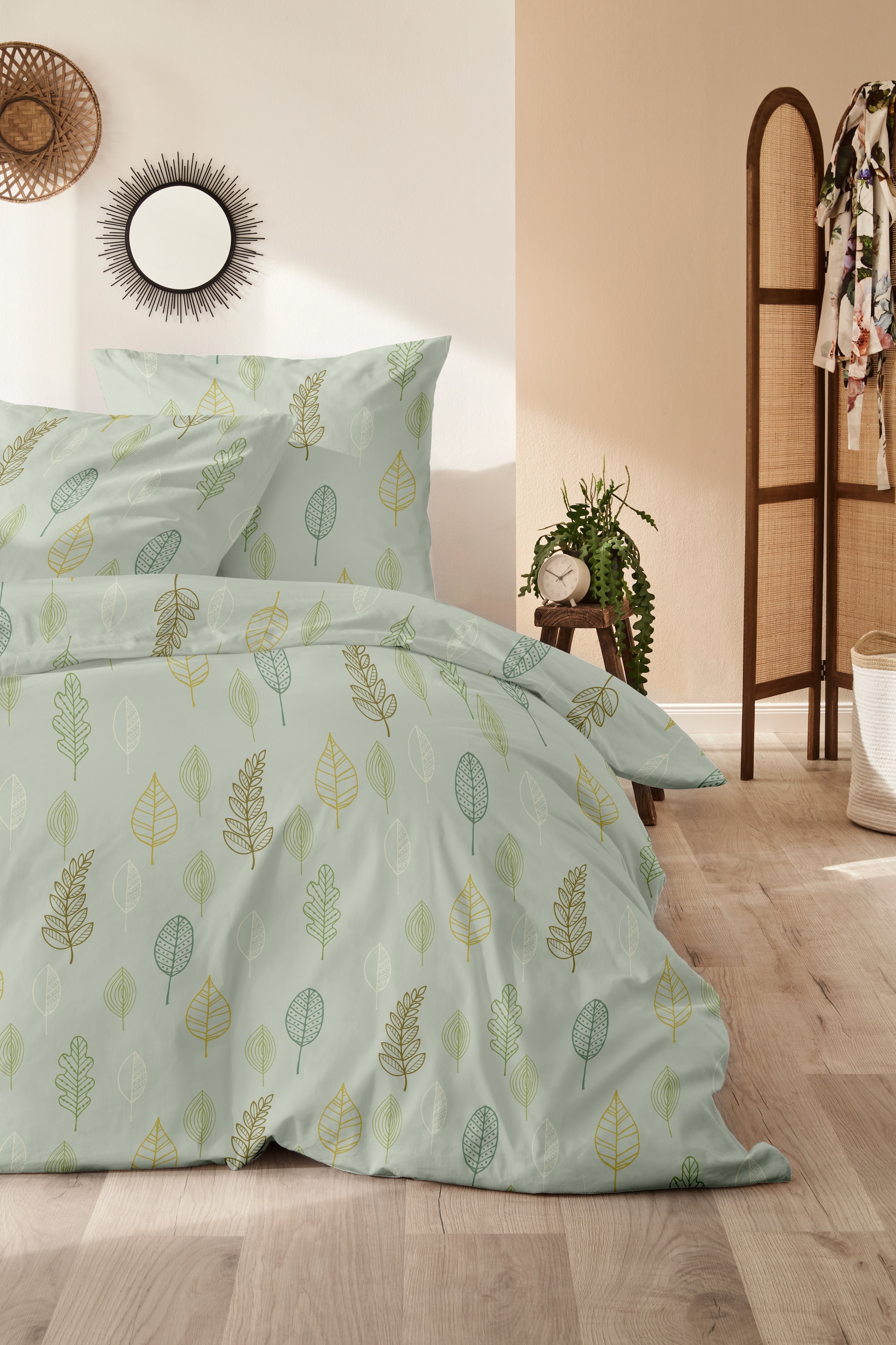 Primera Bettwäsche »Biber-Bettwäsche Autum Leaf« 2 Stk. mit floralen Motiven