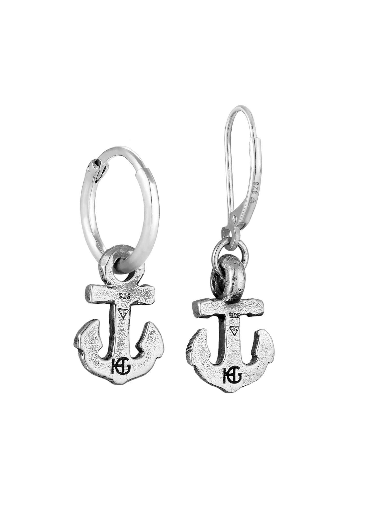 HAZE & GLORY Paar Ohrstecker »Ohrringe Set Creolen Ohrhänger Anker 925 Silber oxidiert«