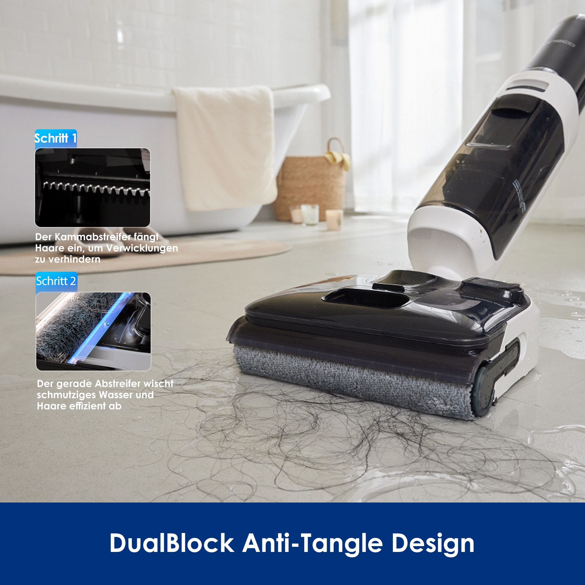 Tineco Nass-Trocken-Sauger »Floor One Switch S6 Stretch Plus mit 85°Grad Heißluft-Trocknung«, für Tierhaare & Allergiker, Selbstreinigung, Teppich & Hartboden