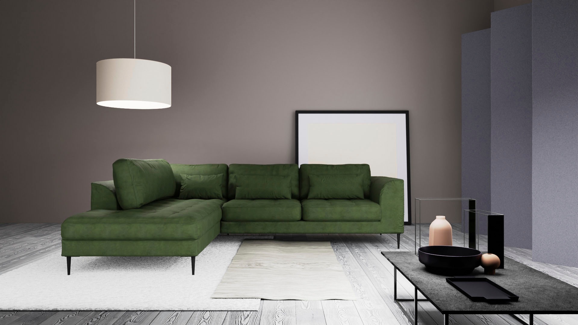 TRENDMANUFAKTUR Ecksofa »Luzi, wahlweise mit Schlaffunktion und Bettkasten, gemütlich, L-Form«, Designsofa mit Ottomane, Metallfüße schwarz, Breite 264 cm