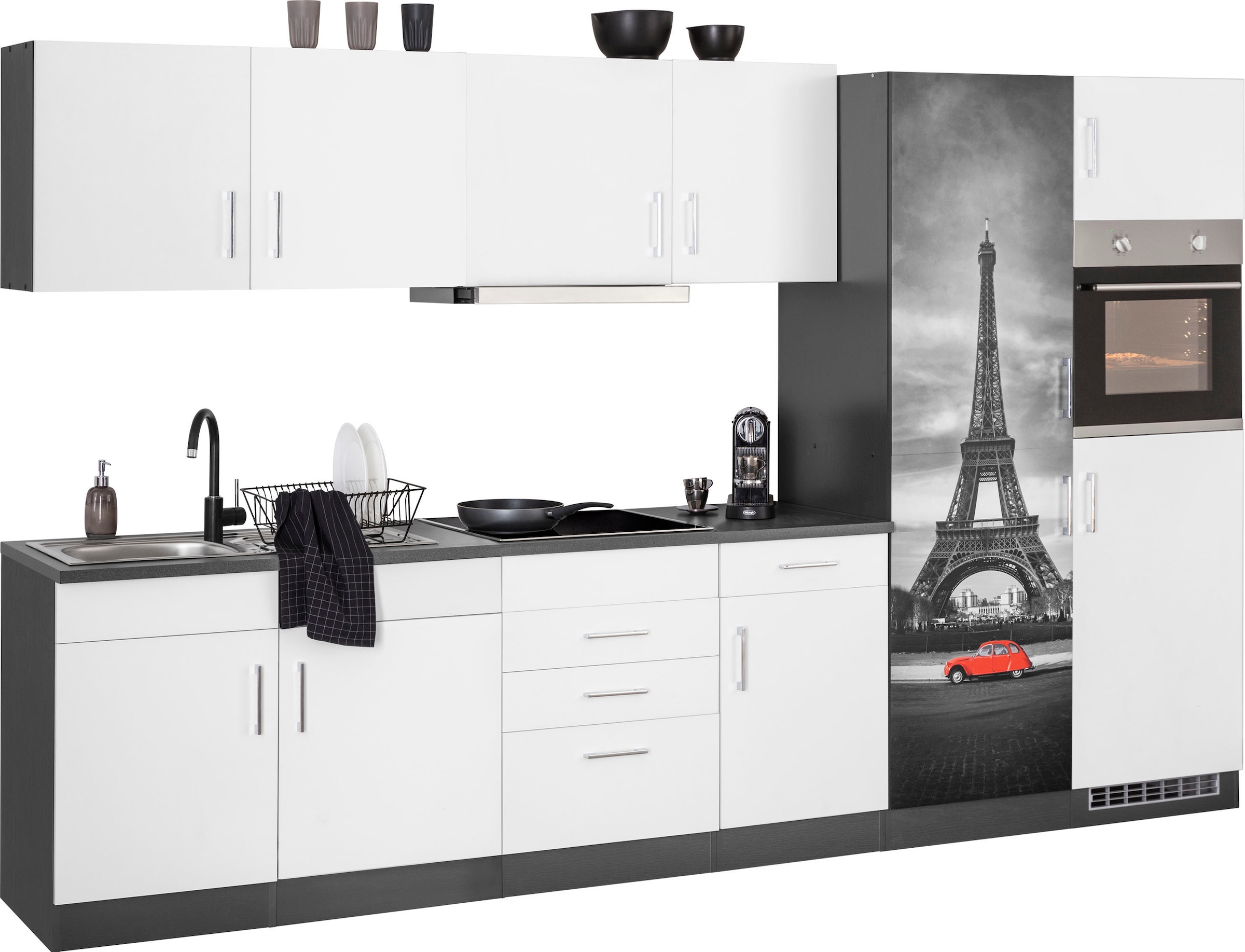 KOCHSTATION Küchenzeile »KS-Paris«, mit E-Geräten, Breite 330 cm, wahlweise mit Induktionskochfeld