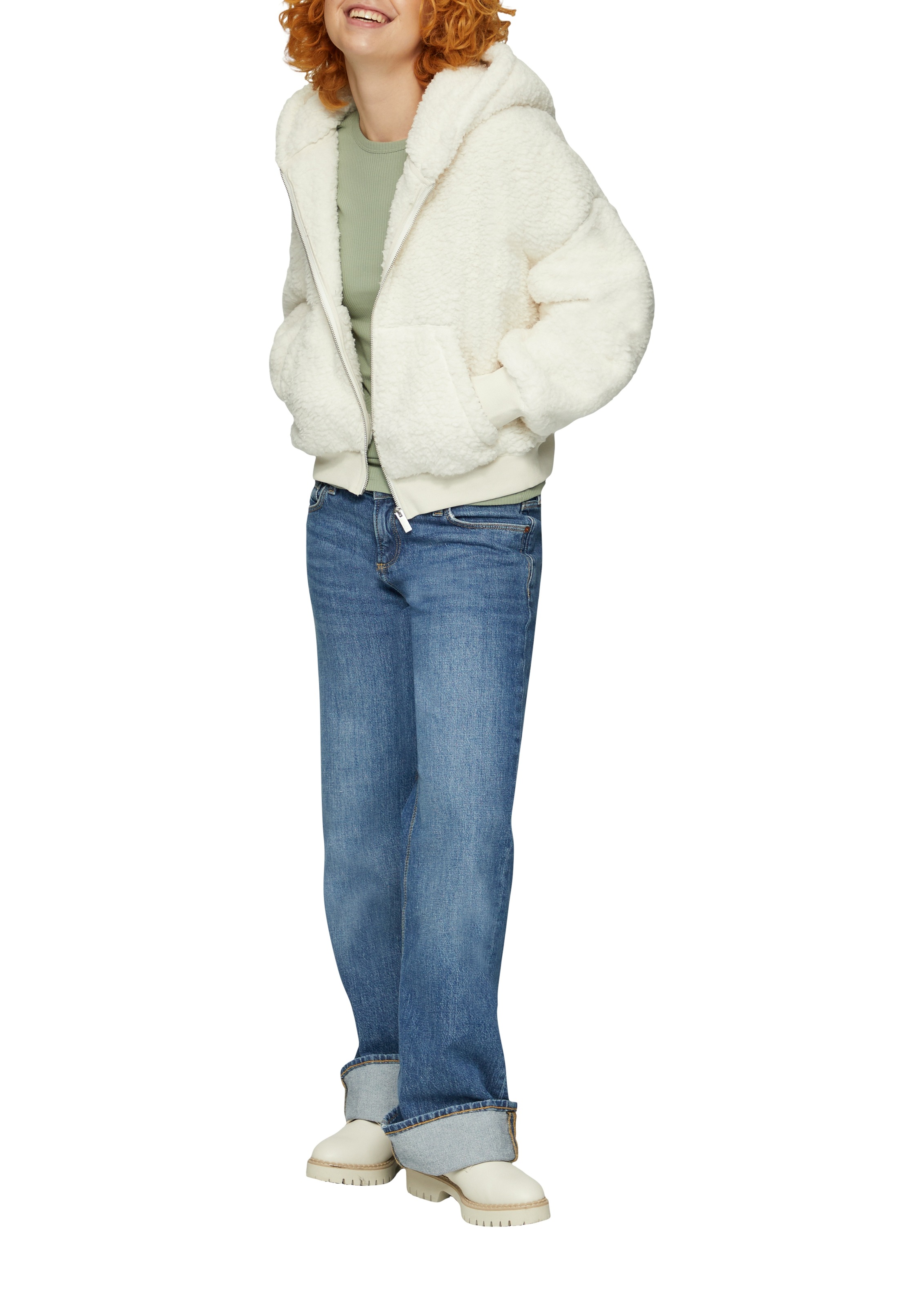 QS Kapuzensweatshirt, mit Teddy Fell