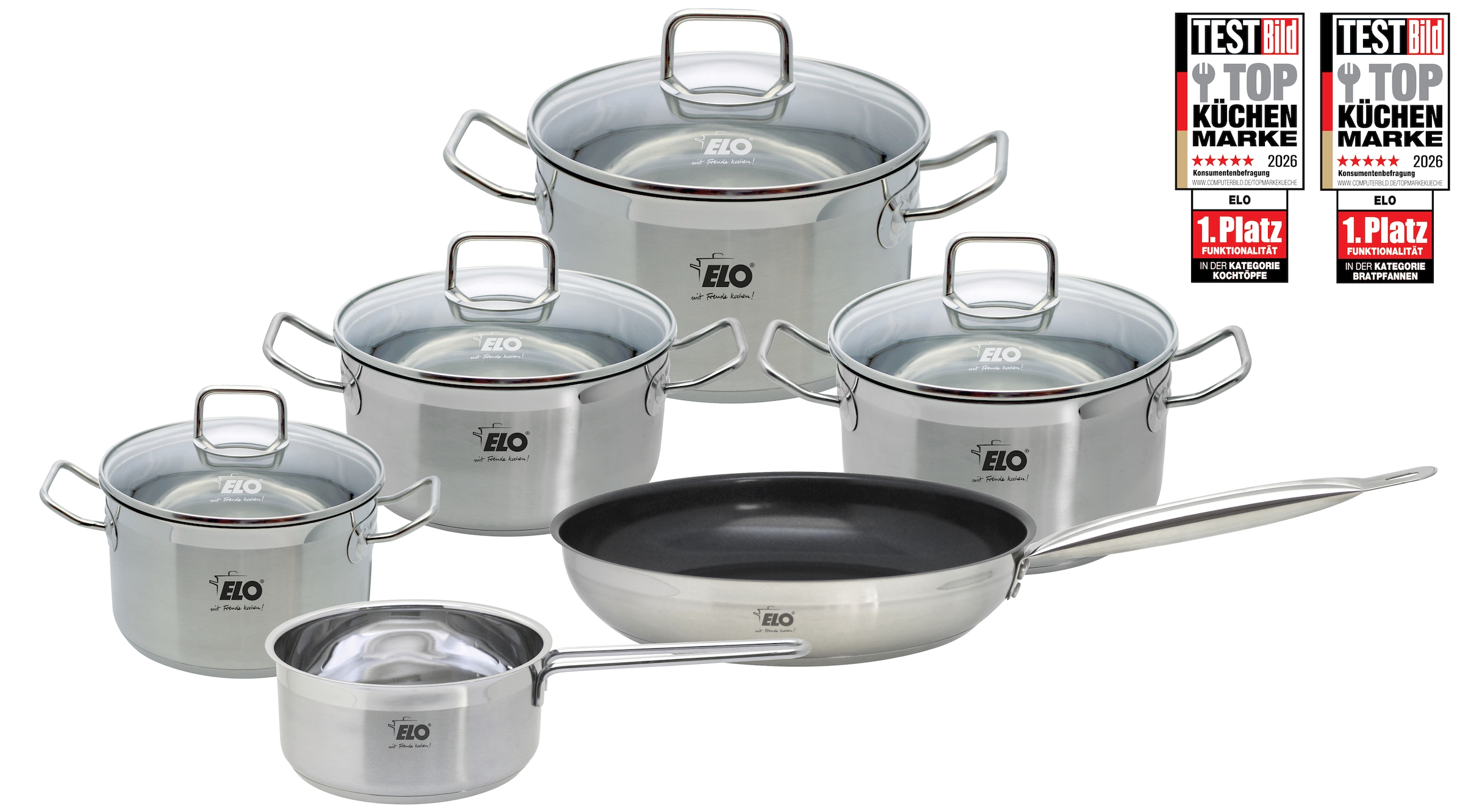 Elo Basic Topf-Set "Basic Profi Duo Therm Topfset 6-teilig" Set, 10 Stk. tlg. Edelstahl