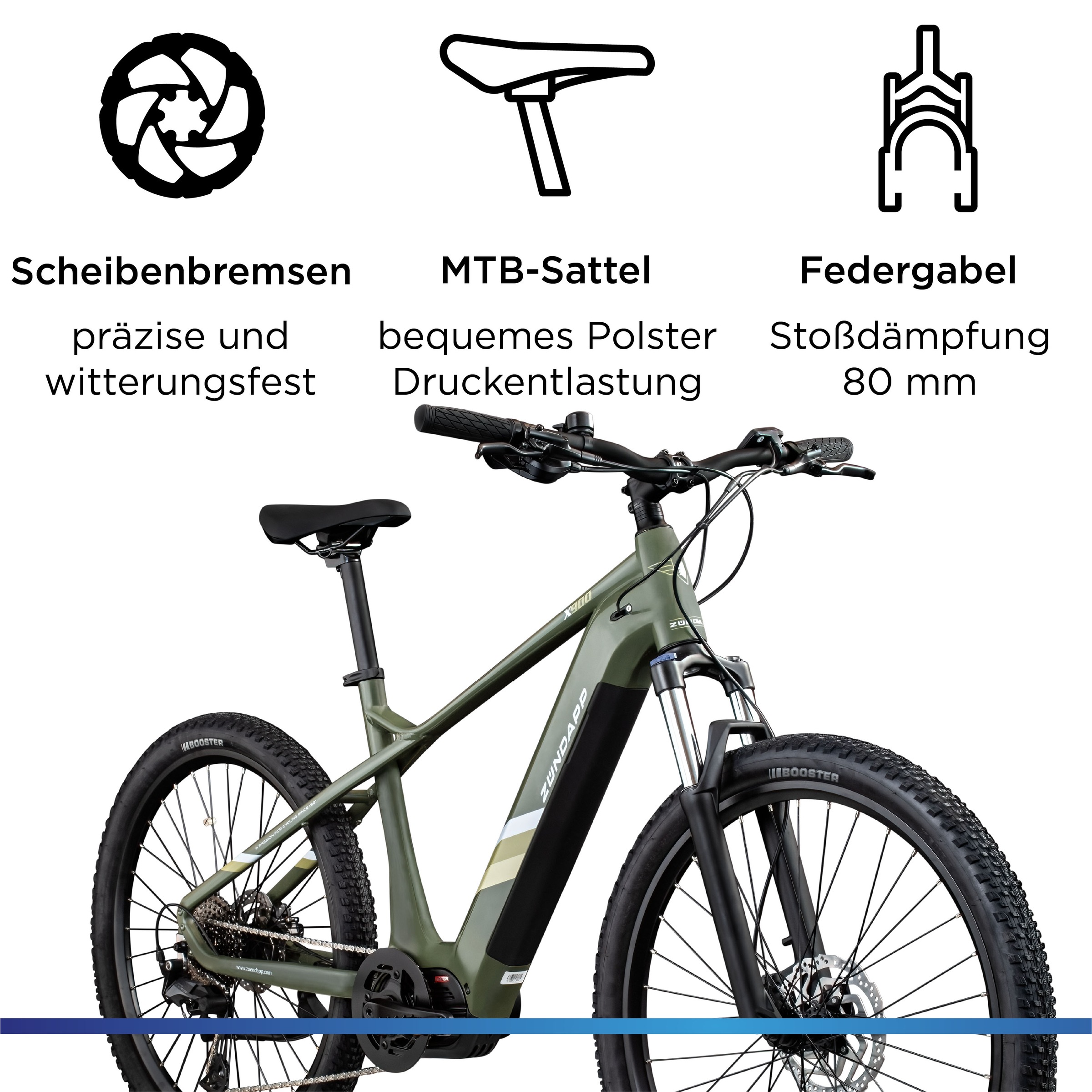 Zündapp »X900« 10 Gang Shimano Cues U6020 SGS Schaltwerk Kettenschaltung Mittelmotor 250 W Pedelec, Elektrofahrrad für Damen und Herren, MTB
