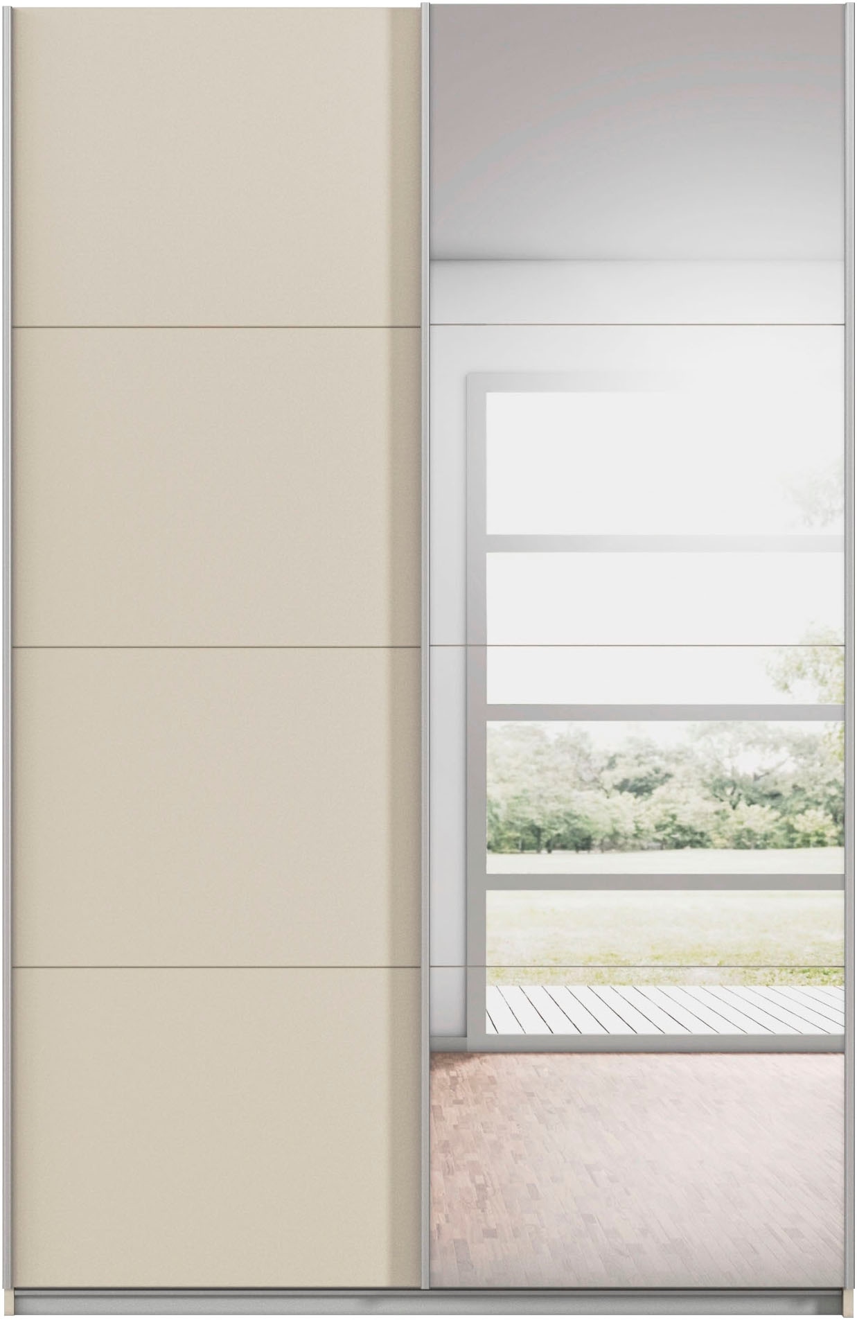 rauch Schwebetürenschrank »Kleiderschrank Schrank Garderobe Schlafzimmerschrank CORTONA« erhältlich in Breite: 136/181/203/226/271/315/360 cm, Höhe: 210/229 cm,  in 3 Ausstattungen BASIC/CLASSIC/PREMIUM (SOFT-CLOSE) MADE IN GERMANY