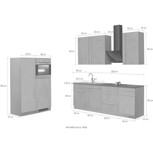 wiho Küchen Küchenzeile »Chicago«, mit E-Geräten, Gesamtbreite 330 cm auf  Rechnung kaufen