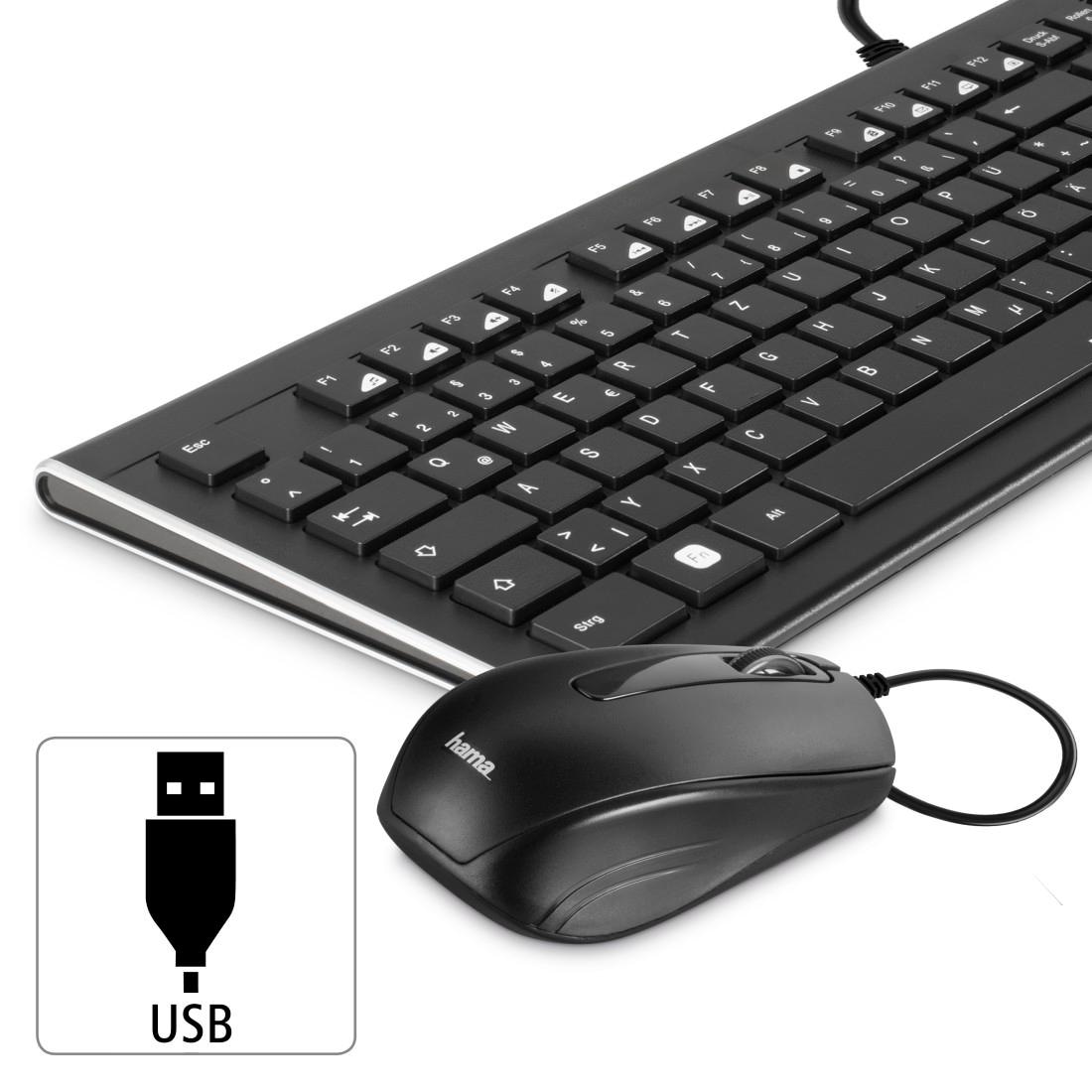 späteste Arbeit Hama Tastatur- und | kabelgebunden Garantie Cortino »Tastatur-/Maus-Set Maus-Set XXL Schwarz Jahre USB-A-Stecker« 3 ➥ UNIVERSAL