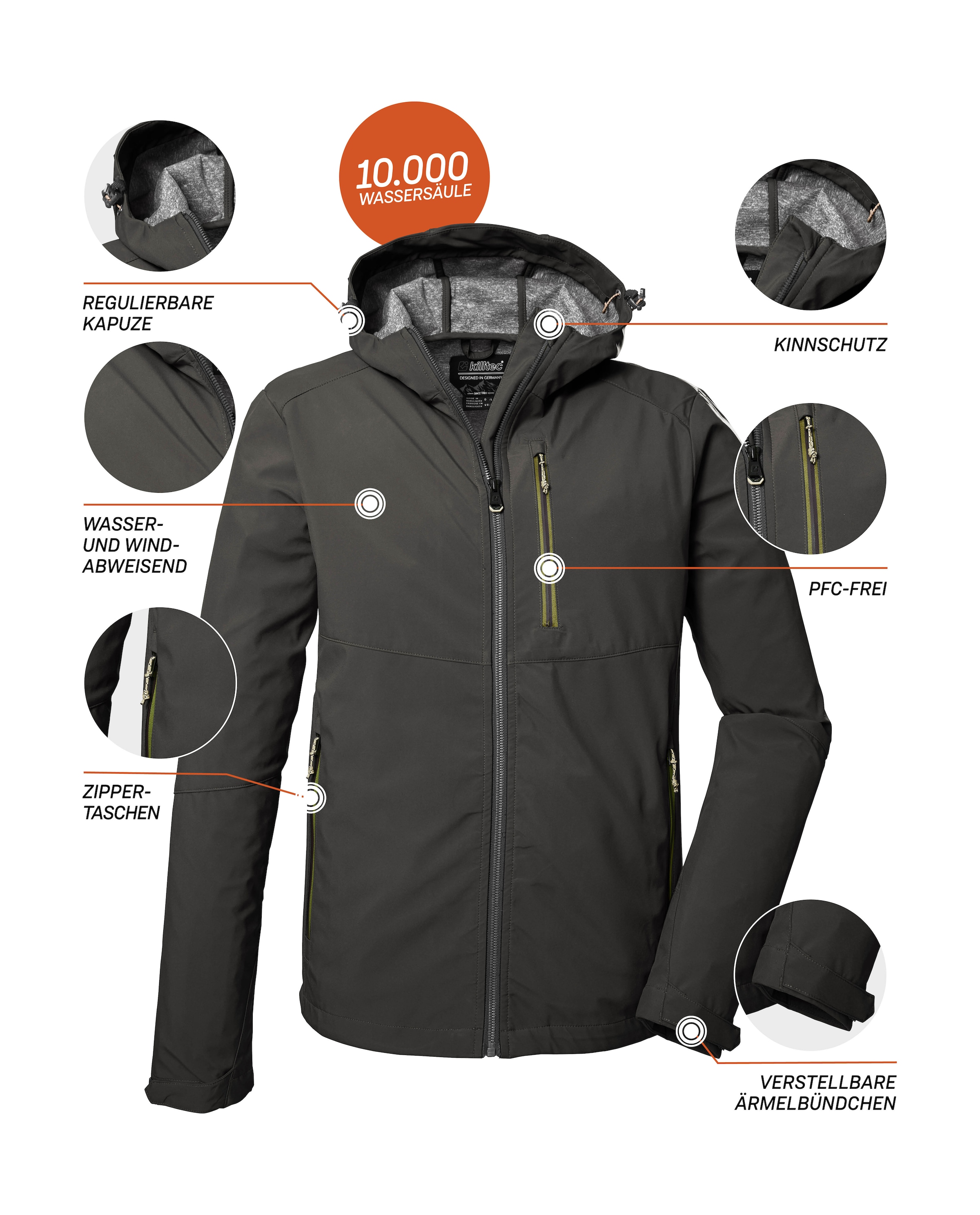 Killtec Softshelljacke »KOS 259 MN SFTSHLL JCKT«, Wasser- und windabweisende Softshelljacke, PFAS-frei imprägniert