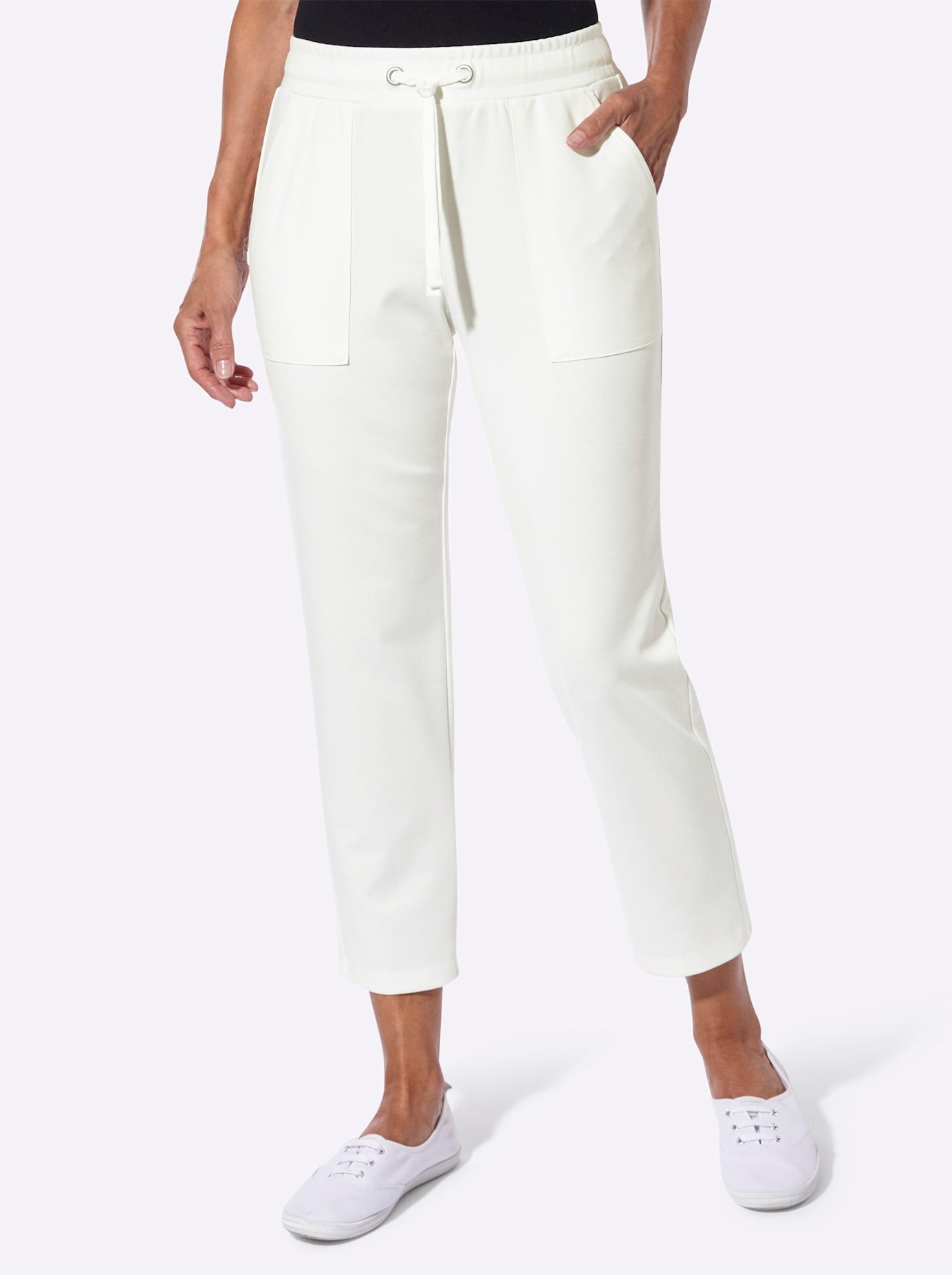 Casual Looks, Damen, Jerseyhose, ecru, Normalgrößen, 36 - Normalgrößen, ecru, formstabile Jersey-Qualität