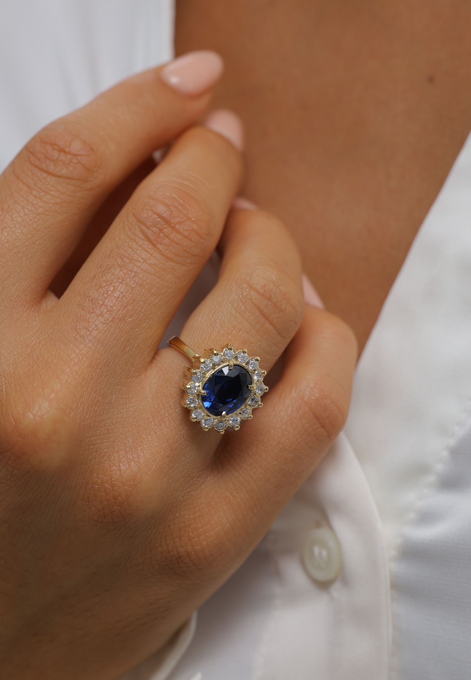 Elli Silberring »Ring Cocktailring Zirkonia Synthetischer Saphir Blau 925 Sterling Silber«