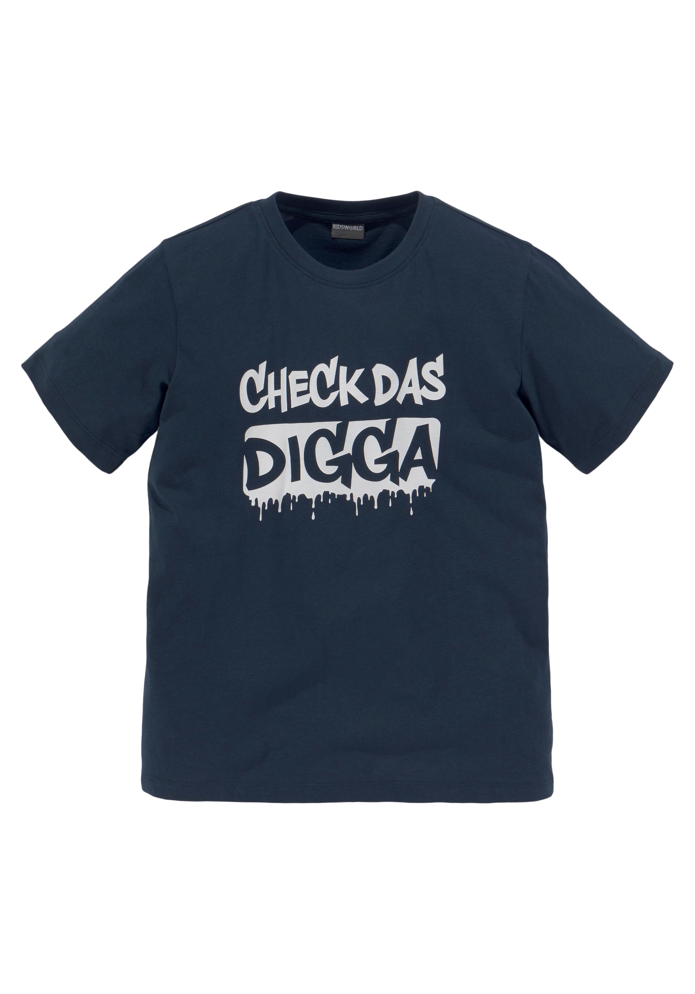 KIDSWORLD T-Shirt »Sprücheshirt: CHECK DAS DIGGA«, Kurzarm, Basic-Passform, bedruckt, Rundhalsausschnitt