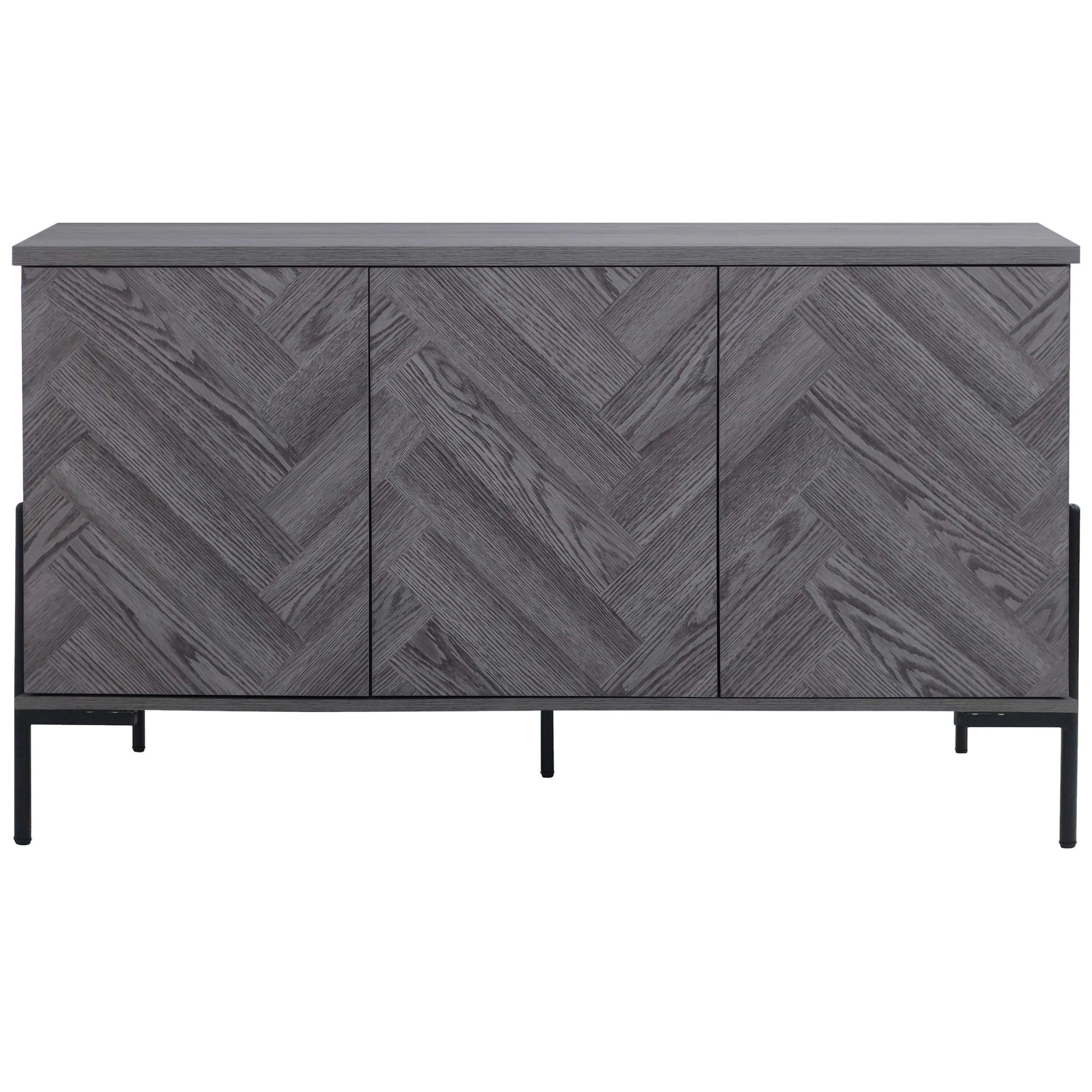 Leonique Sideboard »Eadwine« Kommode, Push-to-open, Türen mit Fischgräten Muster, Breite 130 cm