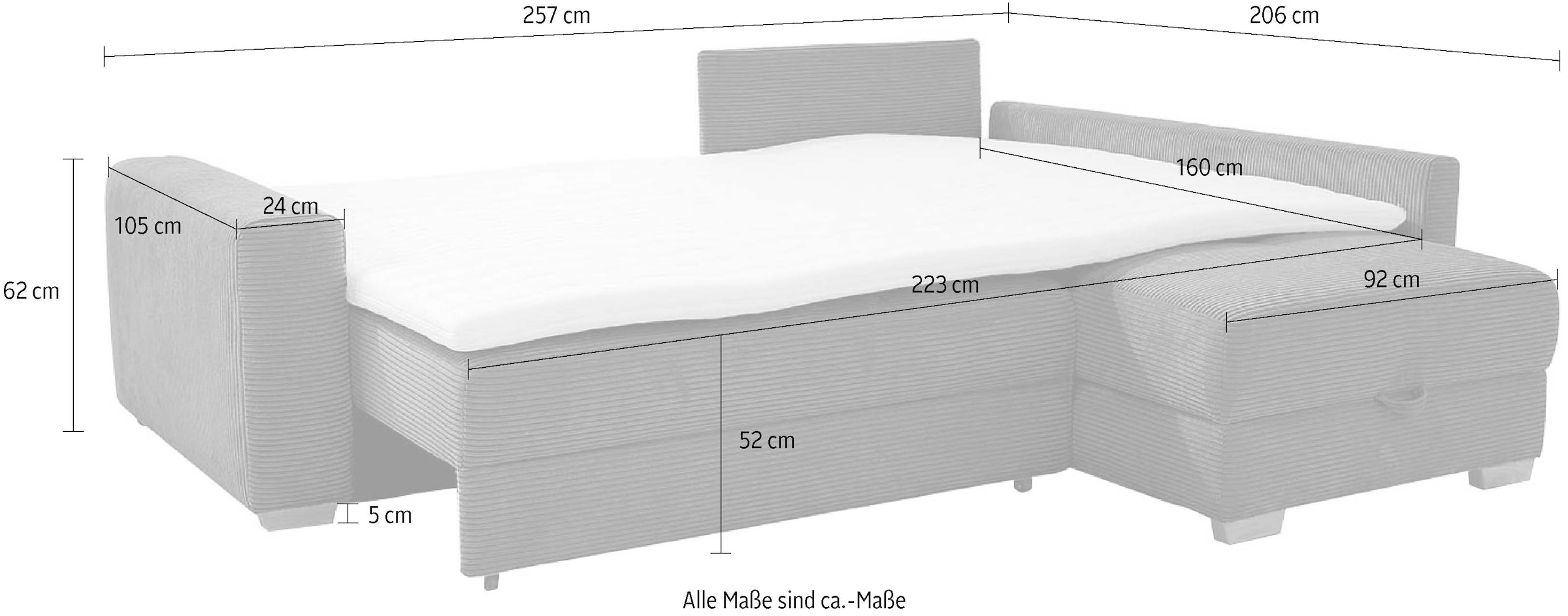 Jockenhöfer Gruppe Ecksofa »Sunset, Dauerschlafsofa mit«, Tonnentaschen-Federkern, 5cm Kaltschaumtopper, flexible montierbar