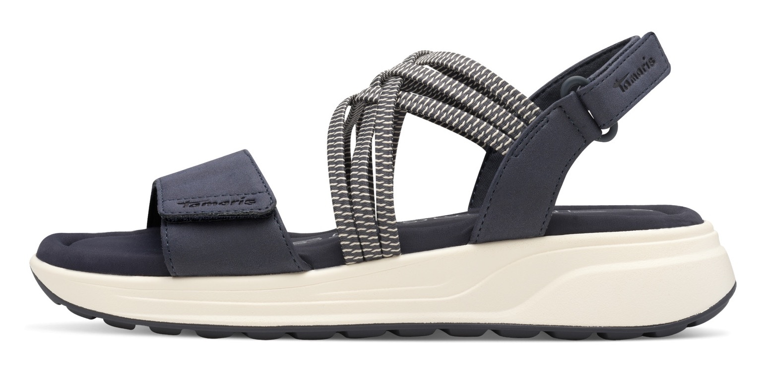 Tamaris Keilsandalette  , Plateau, Bequemschuh, Sandale mit elastischen, überkreuzten Riemchen
