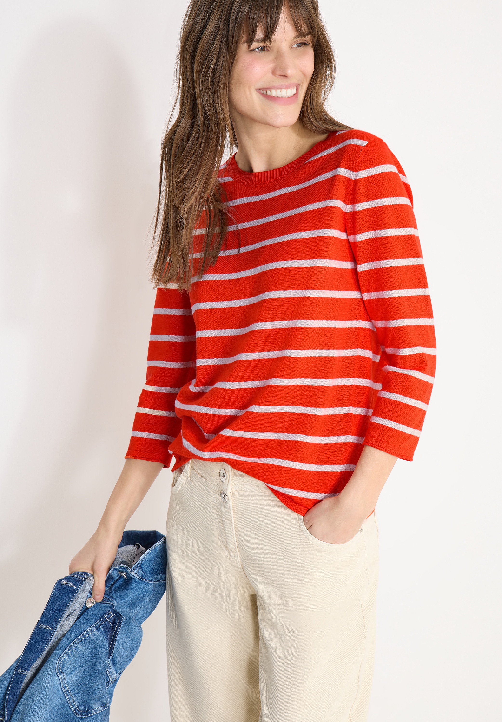 Cecil Strickpullover im Streifen-Look, 3/4-Arm