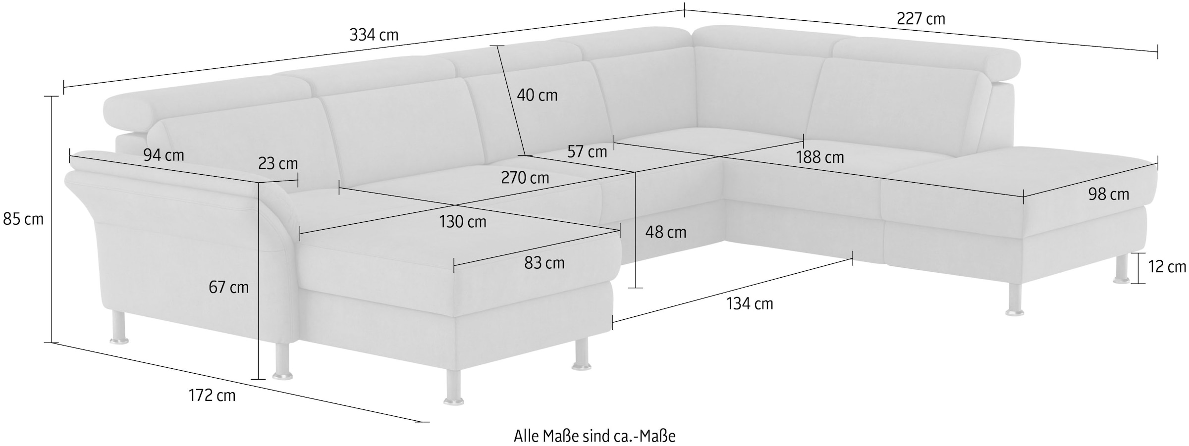Home affaire Wohnlandschaft »Calypso U-Form«, wahlweise mit motorischer Relaxfunktion