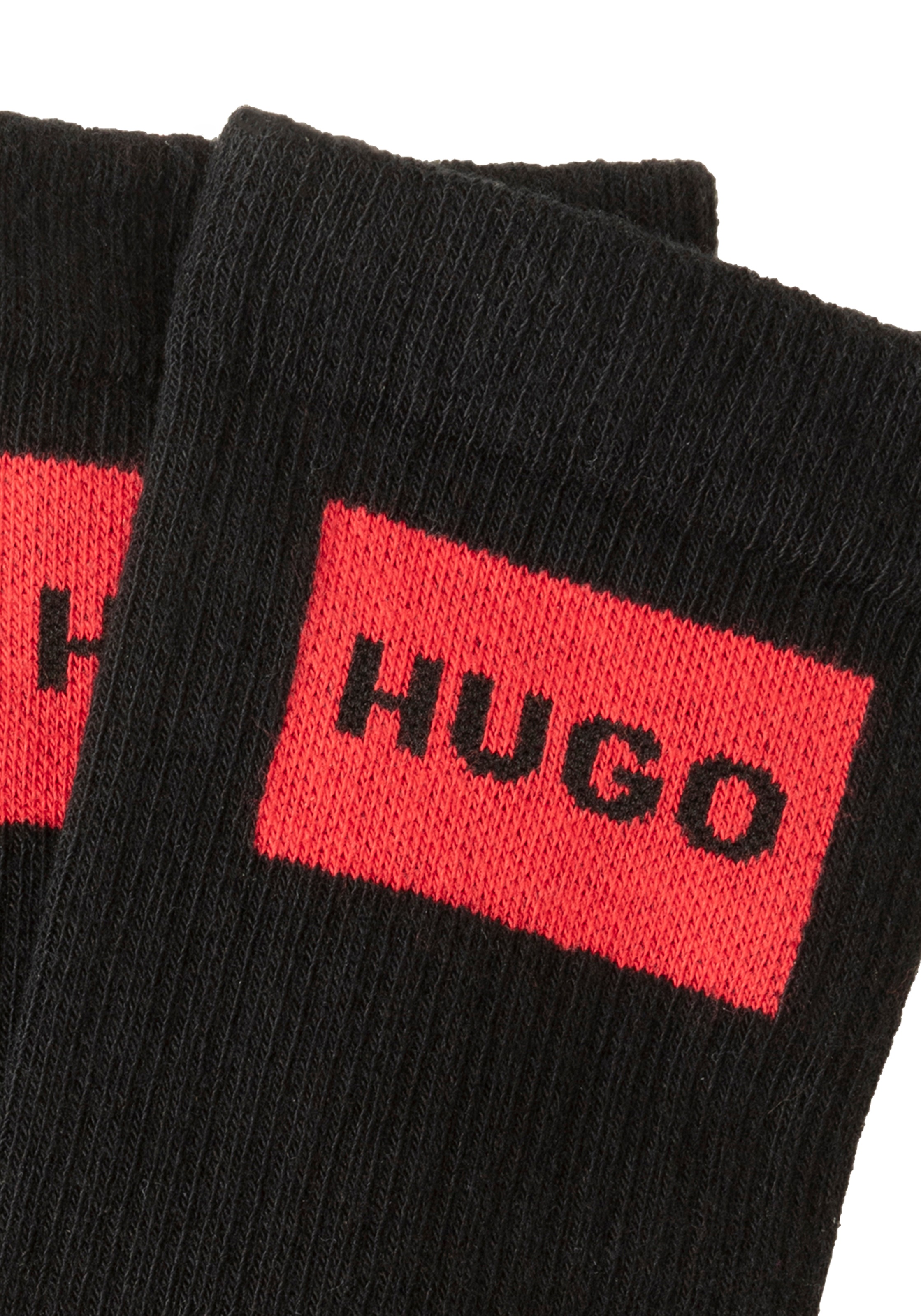 HUGO Underwear Freizeitsocken »2P QS RIB LABEL CC«, (Packung, 2 Paar, 2er), mit kontrastfarbenem HUGO Logo