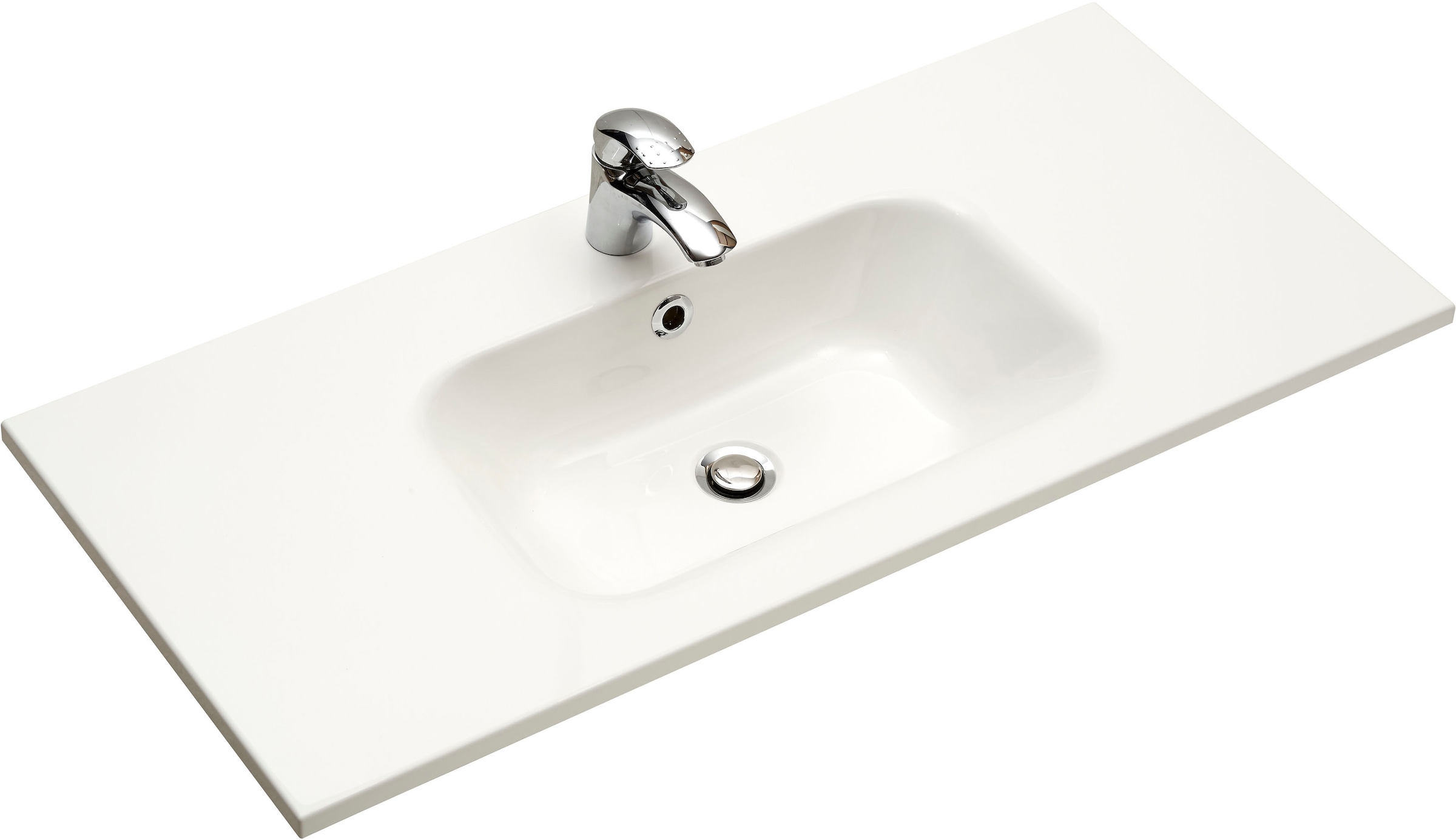 Saphir Badmöbel-Set »Quickset Mineralmarmor-Waschtisch mit LED-Spiegelschrank«, (2 St.), Waschplatz 115 cm breit, 5 Türen, 1 Schublade, inkl. Türdämpfer