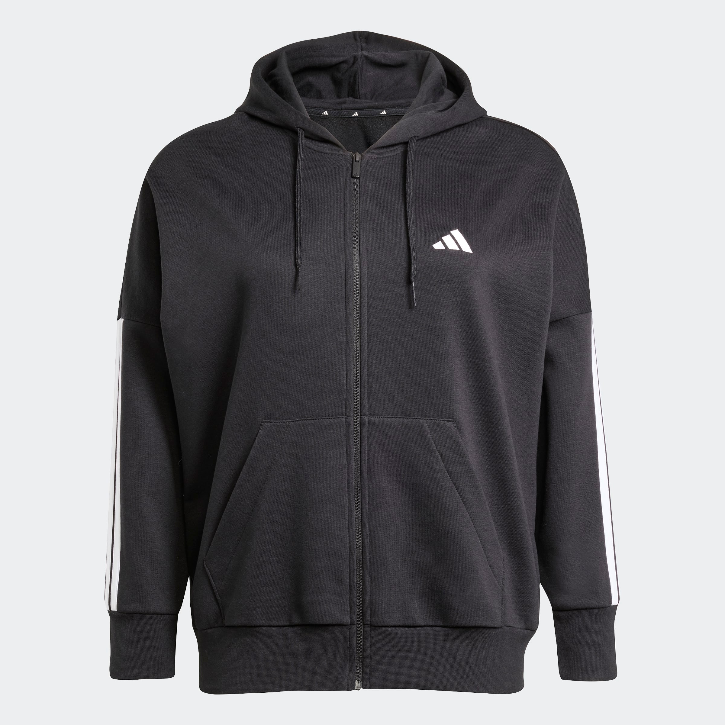 adidas Sportswear Kapuzensweatjacke »ESSENTIALS 3-STREIFEN FULL-ZIP FLEECE (GROSSE GRÖSSEN)«