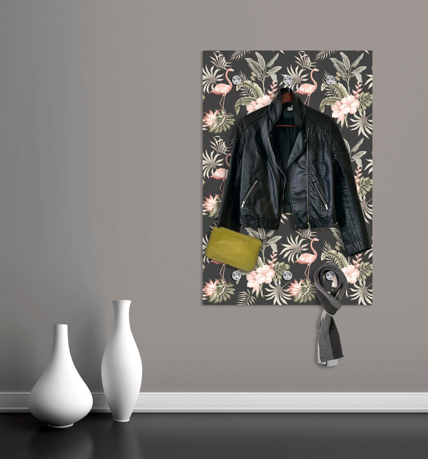 queence Garderobenleiste »Flamingos«, mit 6 Haken, 80 x 120 cm