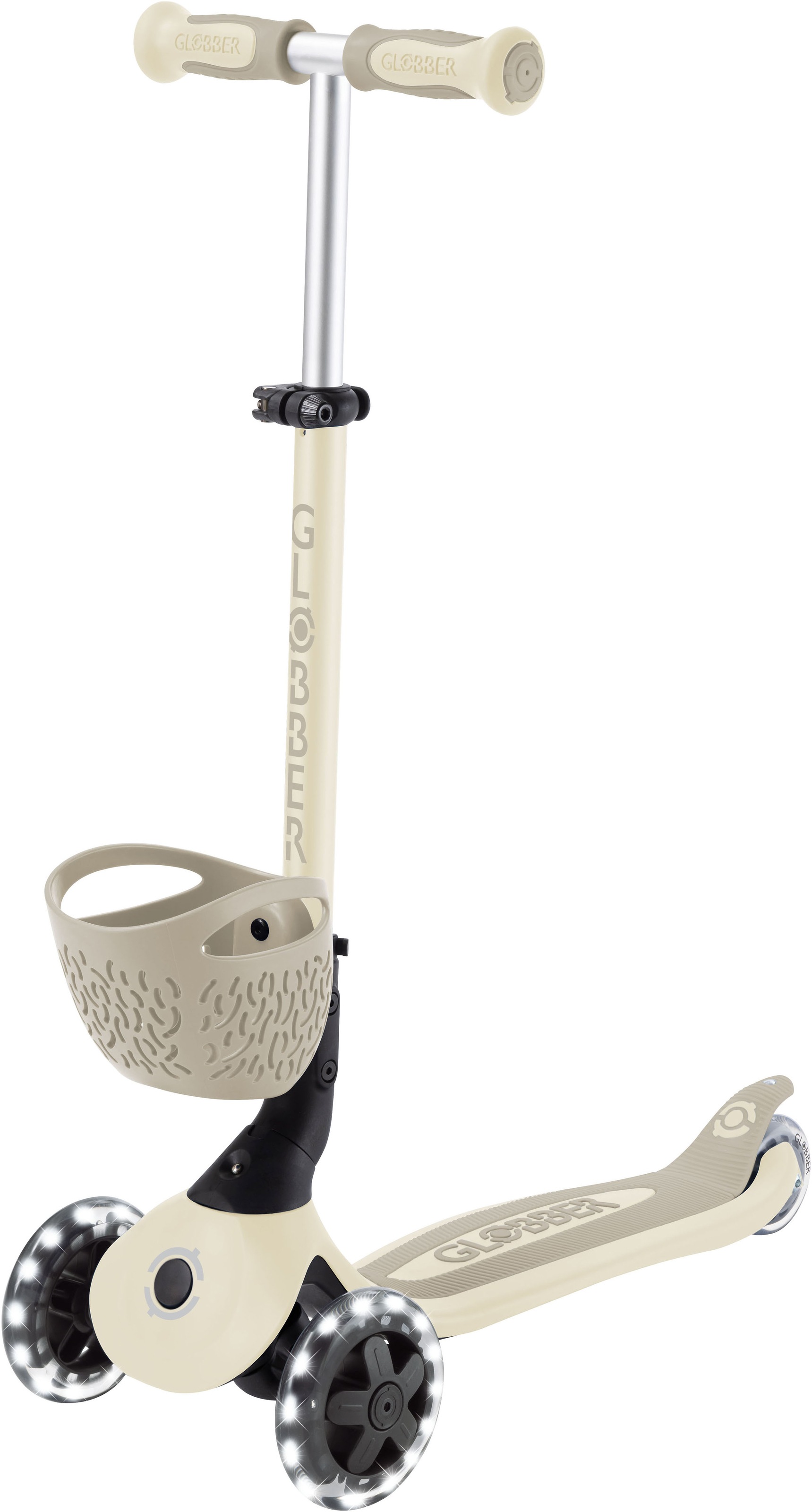 Globber Tretroller »GO-UP BABY 360 LIGHTS, mit Leuchtrollen und Leuchtmodul« Aufsitzrad, Laufrad und Scooter in Einem