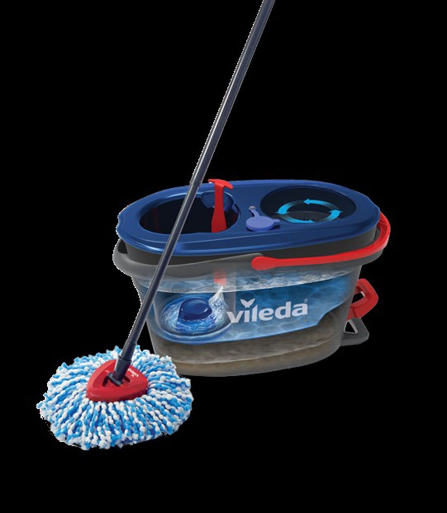 Vileda Bodenwischer-Set »Vileda H2PrO Spin Mop System«, (Set, 3 St.), Sauberes Wasser bei jedem Ausspülen