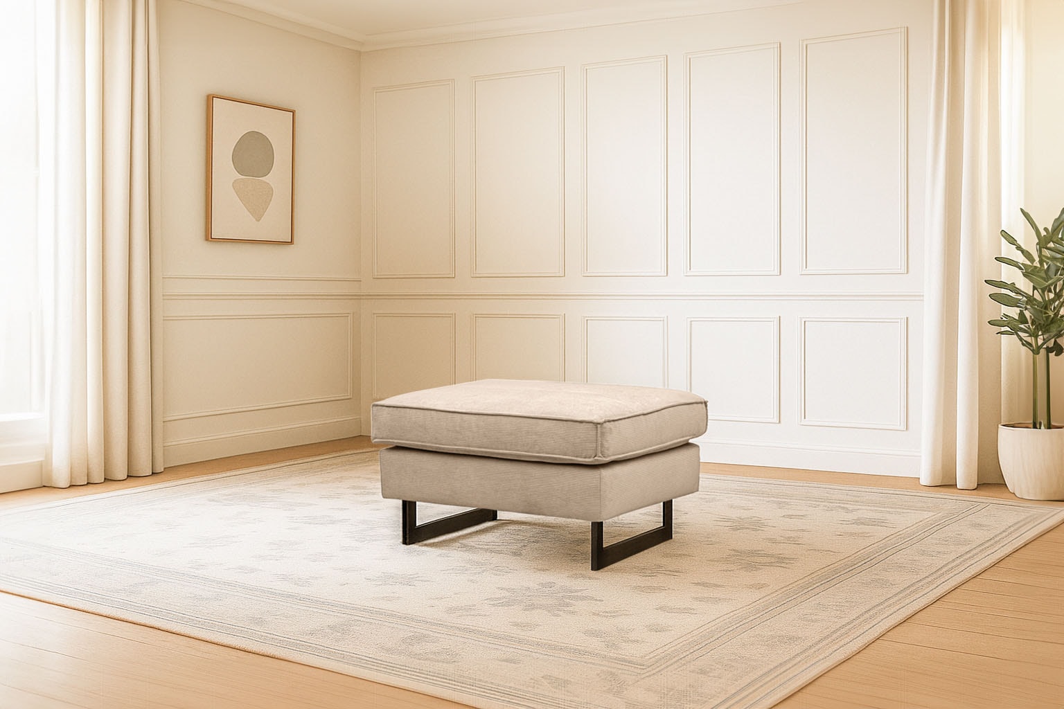 Places of Style Hocker »Pinto«, mit Keder, Metallfüßen und auch in Cord Bezug erhältlich