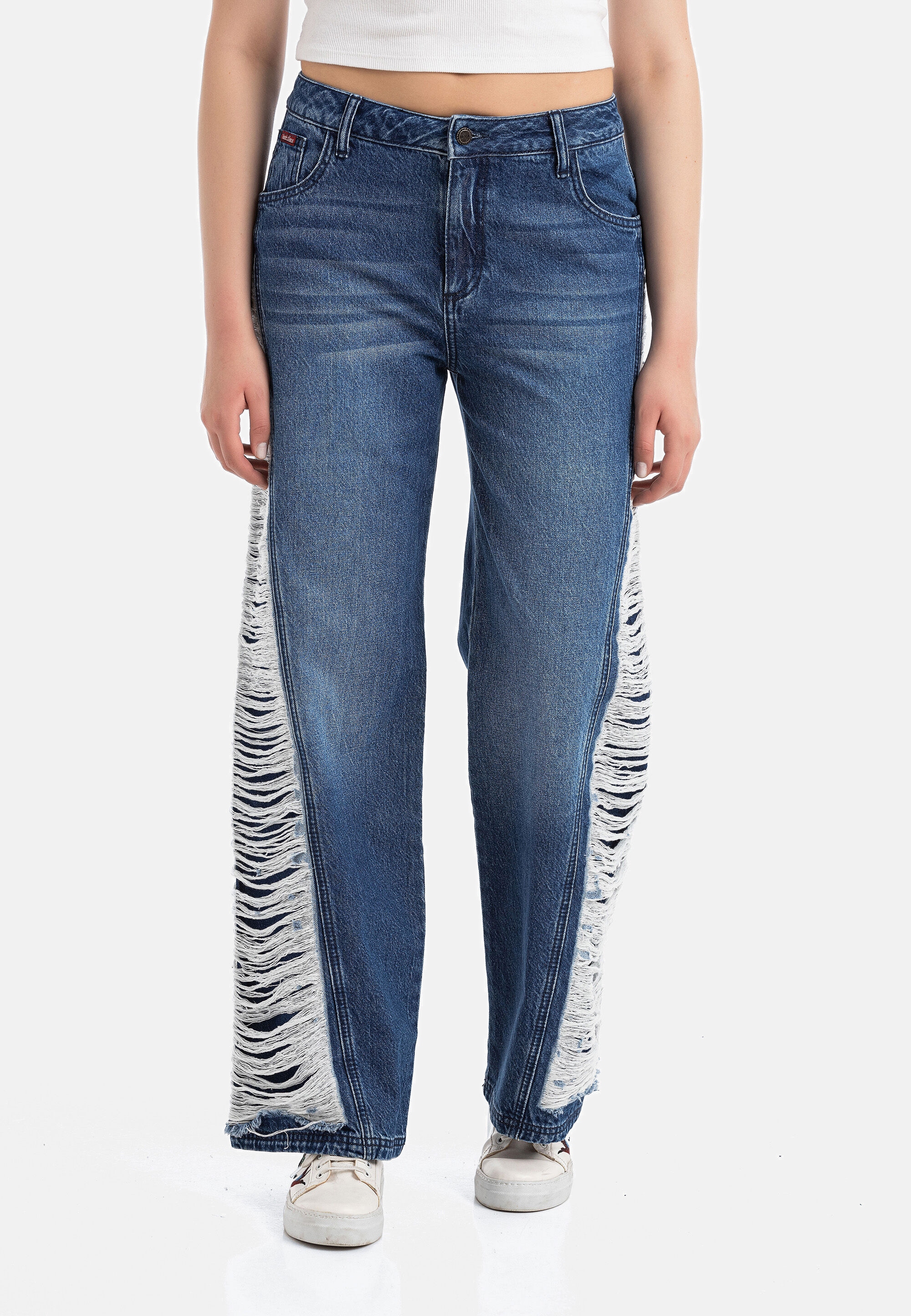 Cipo & Baxx Regular-fit-Jeans »WD538« mit Fransen-Design