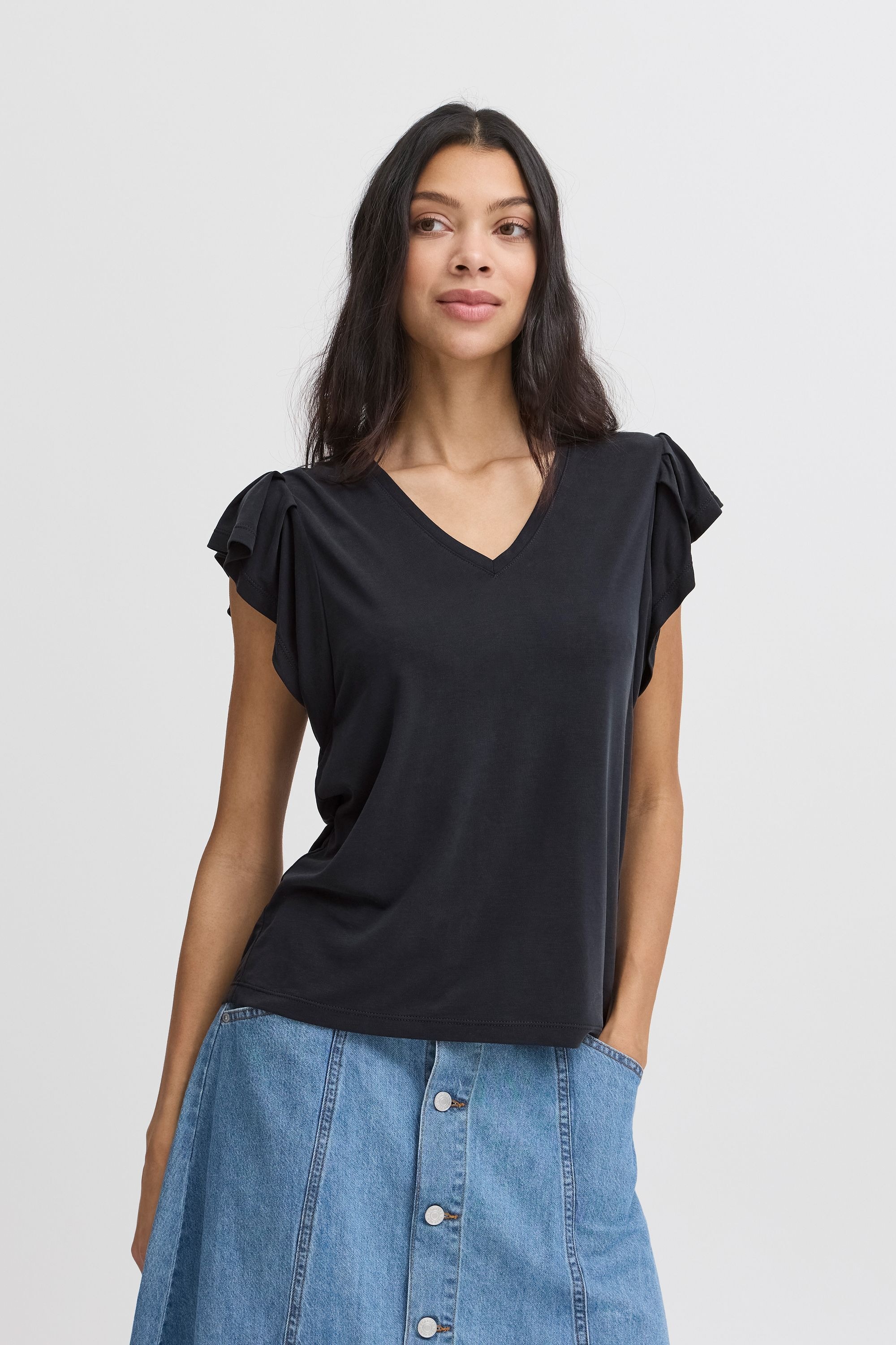 b.young V-Shirt »V-Shirt BYPERL RUFFLE«