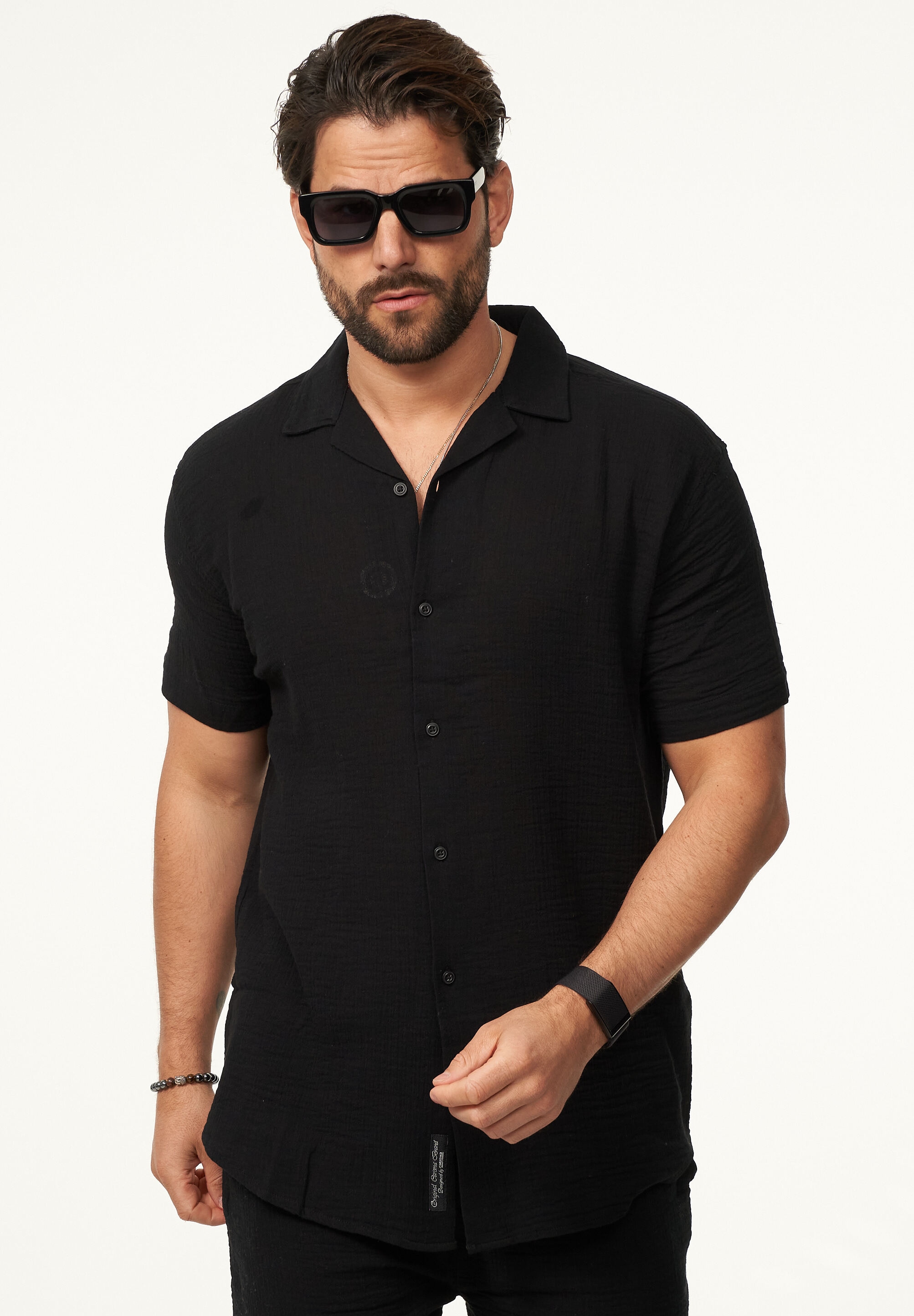 CARISMA Kurzarmhemd »im Vintage Summer-Look in Crinkle Optik« Herren luftig leichtes Kurzarm Feinstrick Polo-Hemd T-Shirt