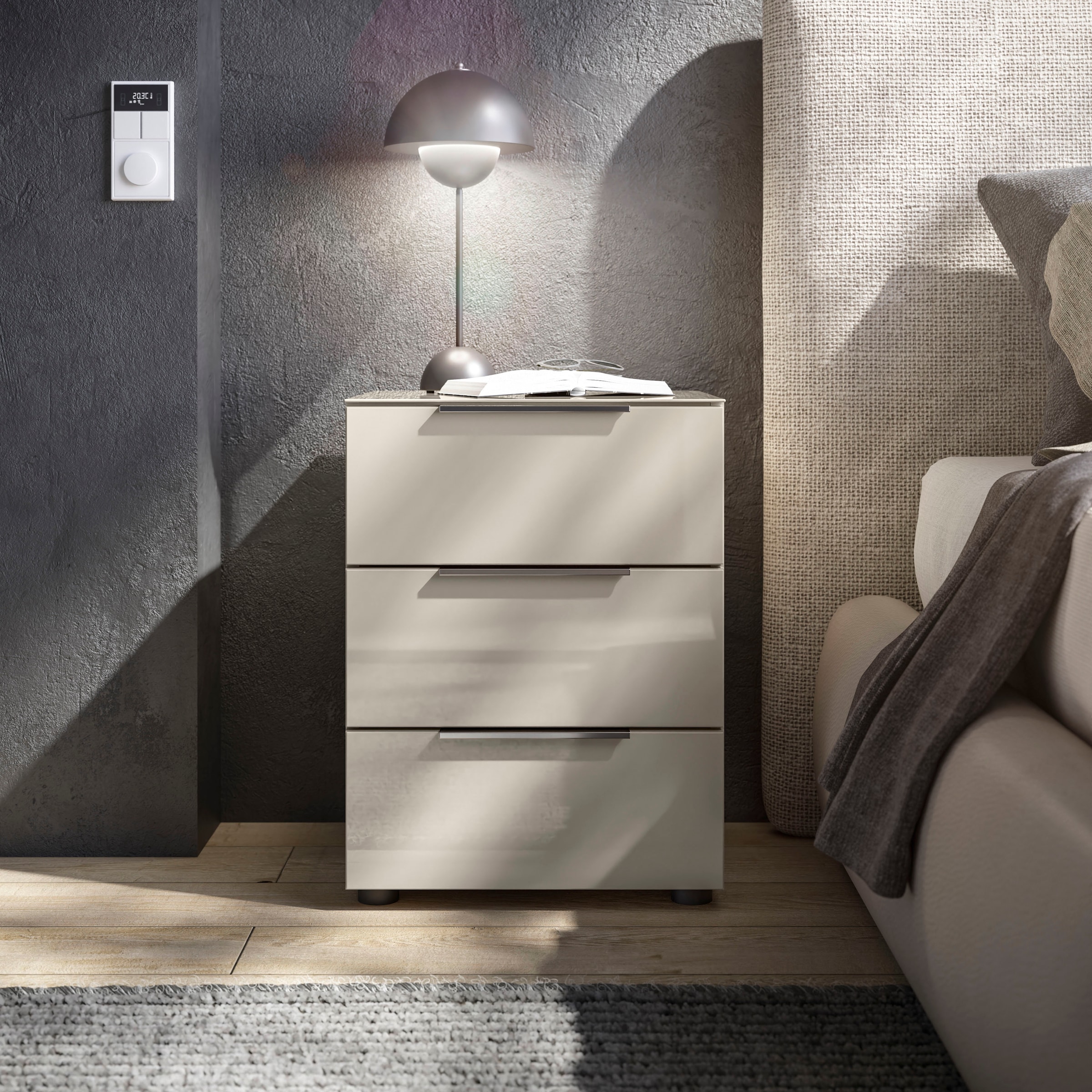 HBZ Nachtkommode »Santorin Nachtkonsole, BxHxT 45x61x40 cm«, (1 St.), Breite 45cm, Softclose für Schubkästen, Melaminbeschichtung