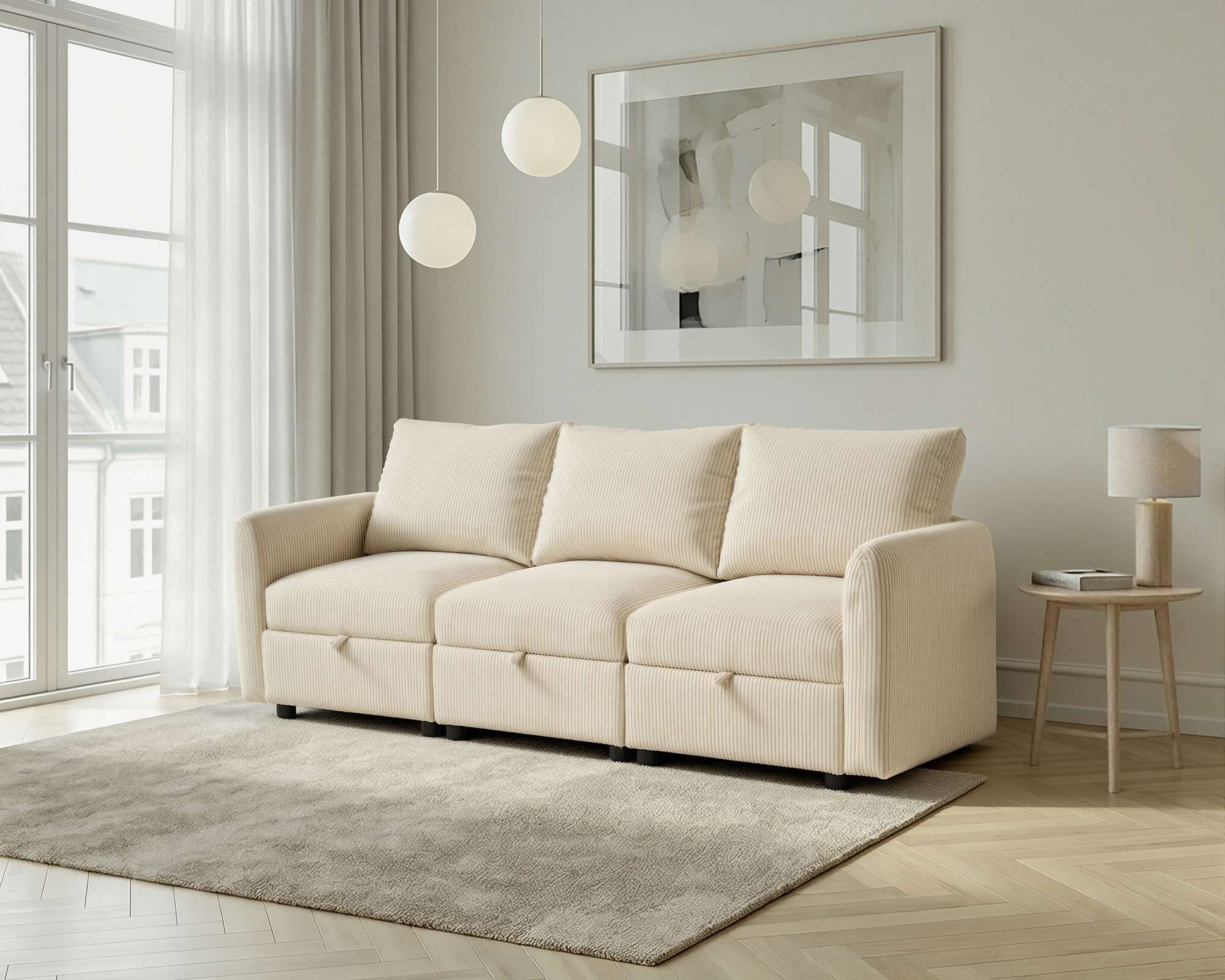 Dorel Home 3-Sitzer »STILHUS Modularsofa mit Stauraum, Breite 220 cm, Cord-Bezug« als Modul oder separat verwendbar - individuell kombinierbar