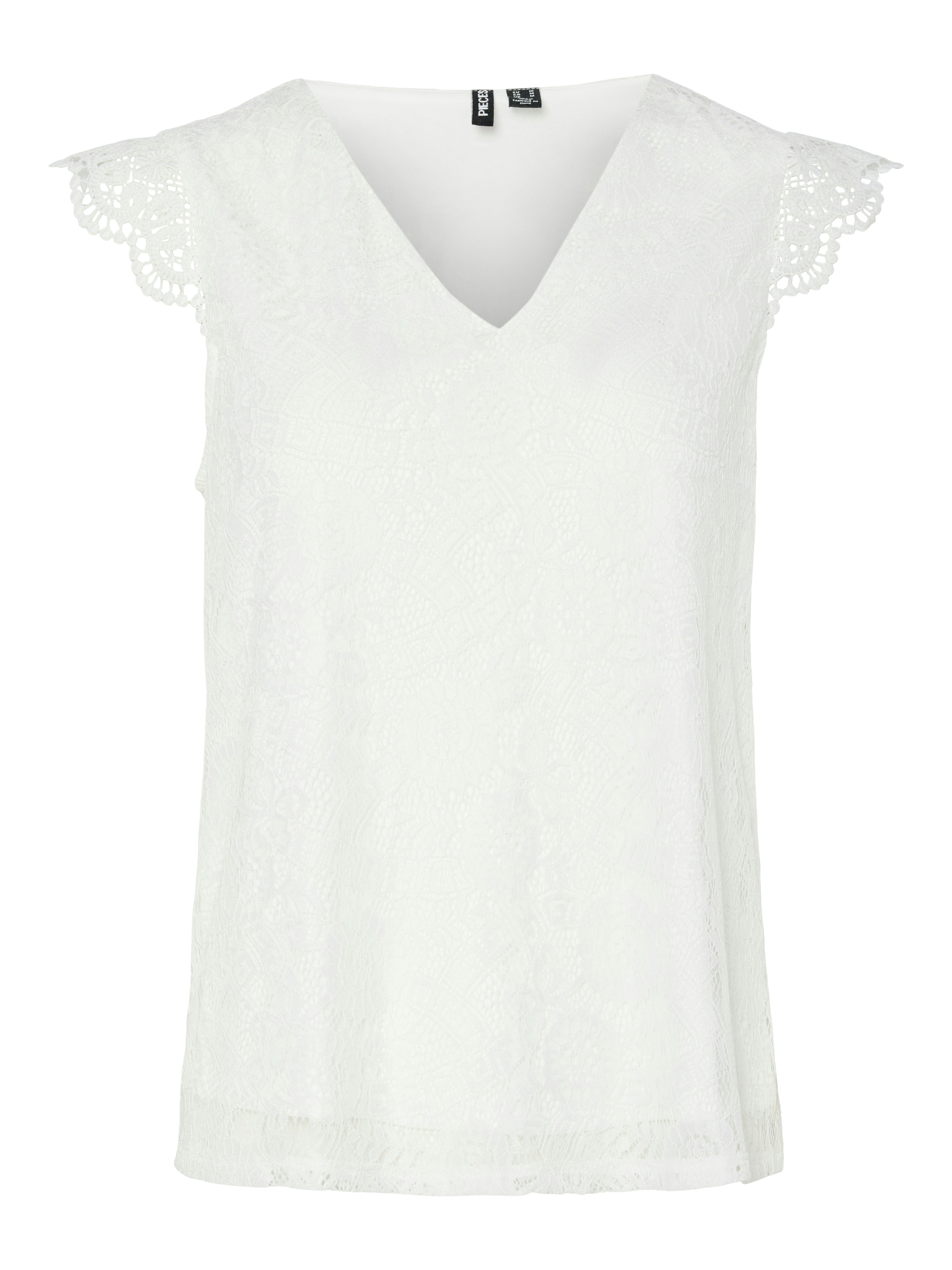 pieces Spitzentop »PCOLLINE SL LACE V-NECK TOP WVN NOOS«
