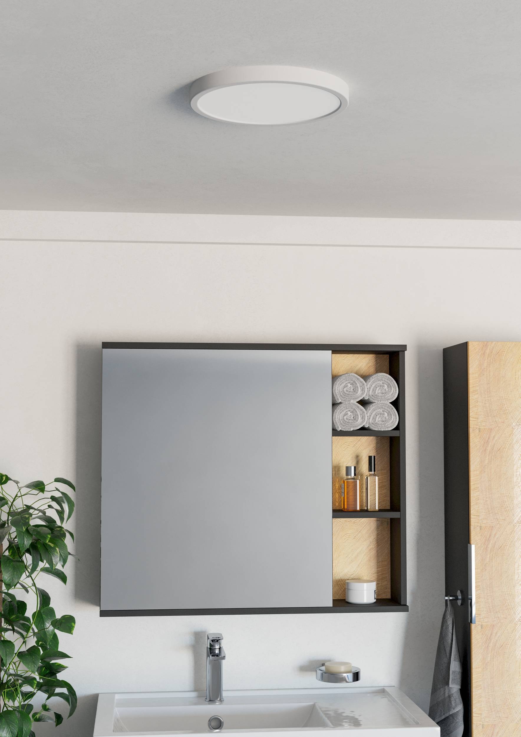 EGLO Aufbauleuchte »Fueva 6 Deckenleuchte, Aufbaulampe, Badlampe Decke, Kunststoff, IP44« LED-Modul 1 Stk. Kaltweiß | Neutralweiß | Warmweiß Aufbauleuchte - H2,5 x Ø27,8 cm - weiß - 14,2W inkl.