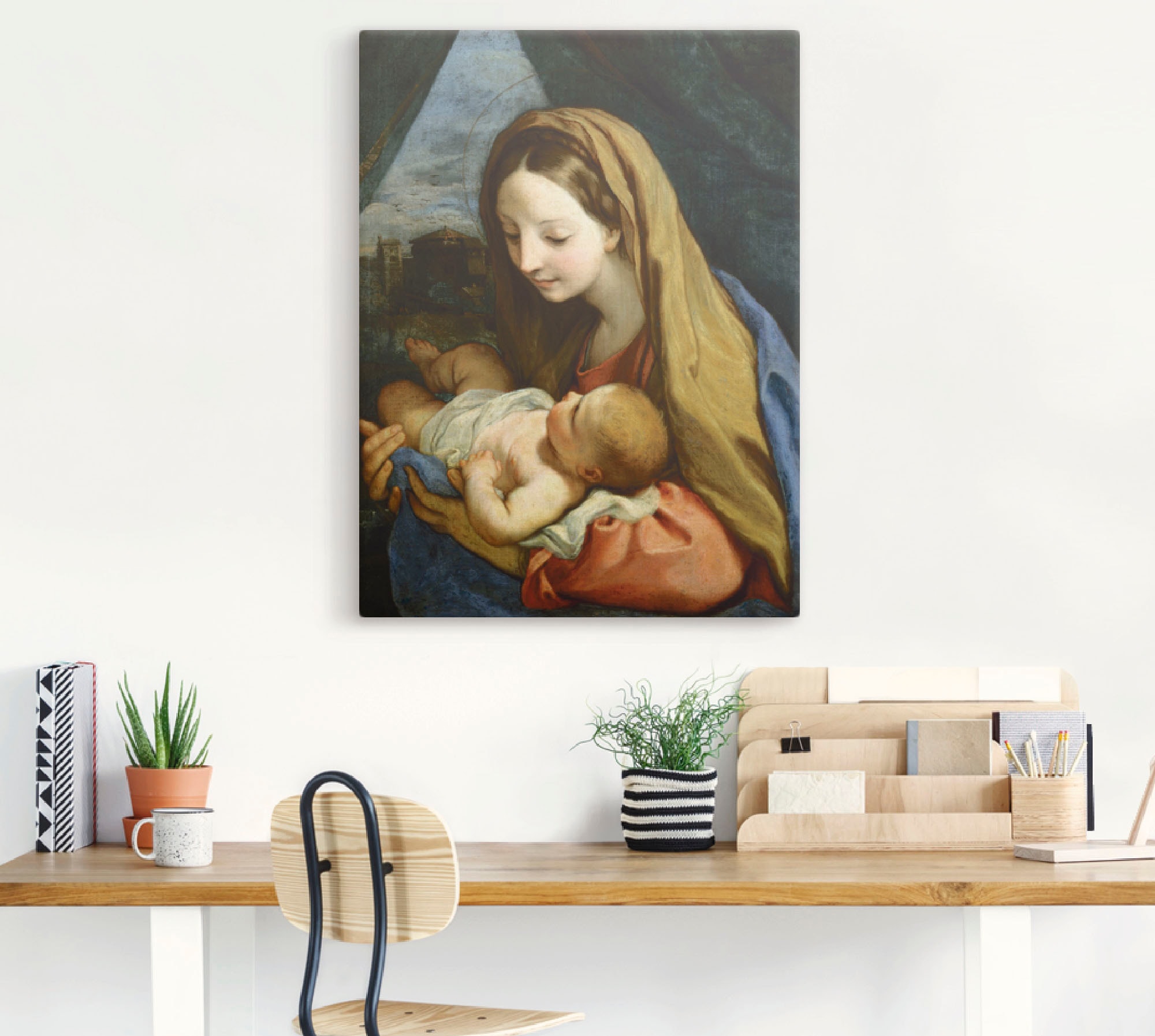 Artland Leinwandbild »Maria mit dem Kind. Um 1660« Religion 1 Stk. tlg. auf Holzrahmen gespannt