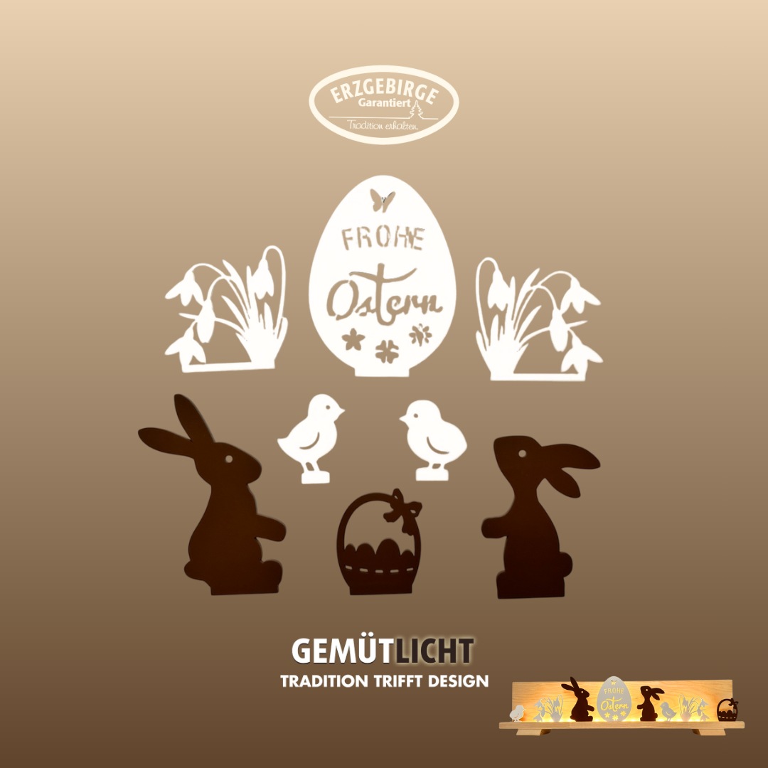 Weigla Dekofigur »Figurenset "Ostern" für WEIGLA Dekosockel, aus Holz« Erzgebirge garantiert, Innendeko für Ostern