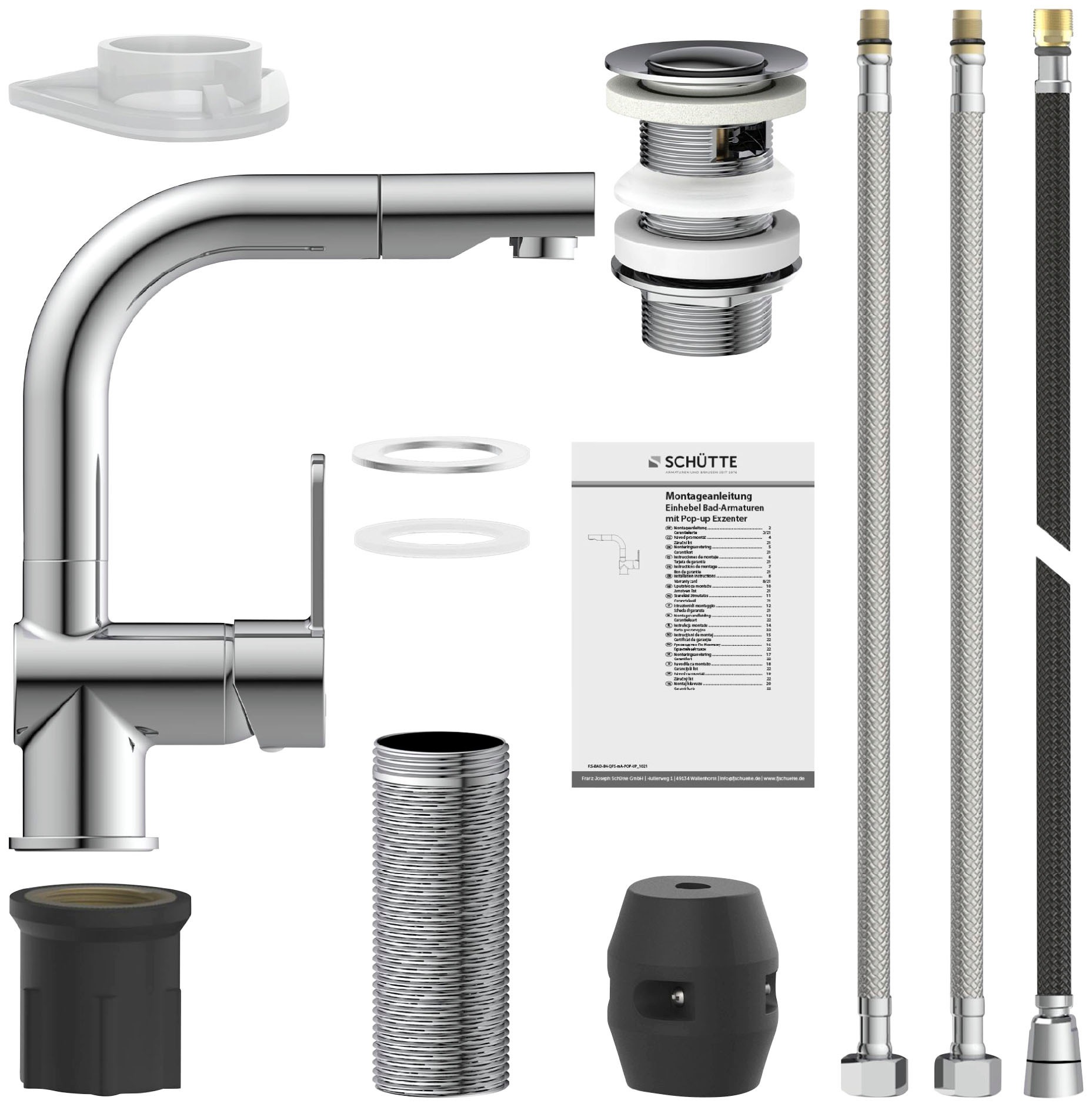 Schütte Badarmatur »3-teilige Serie LONDON«, (Set), Energiesparend, Verbrühschutz, 360° schwenkbar, wassersparend