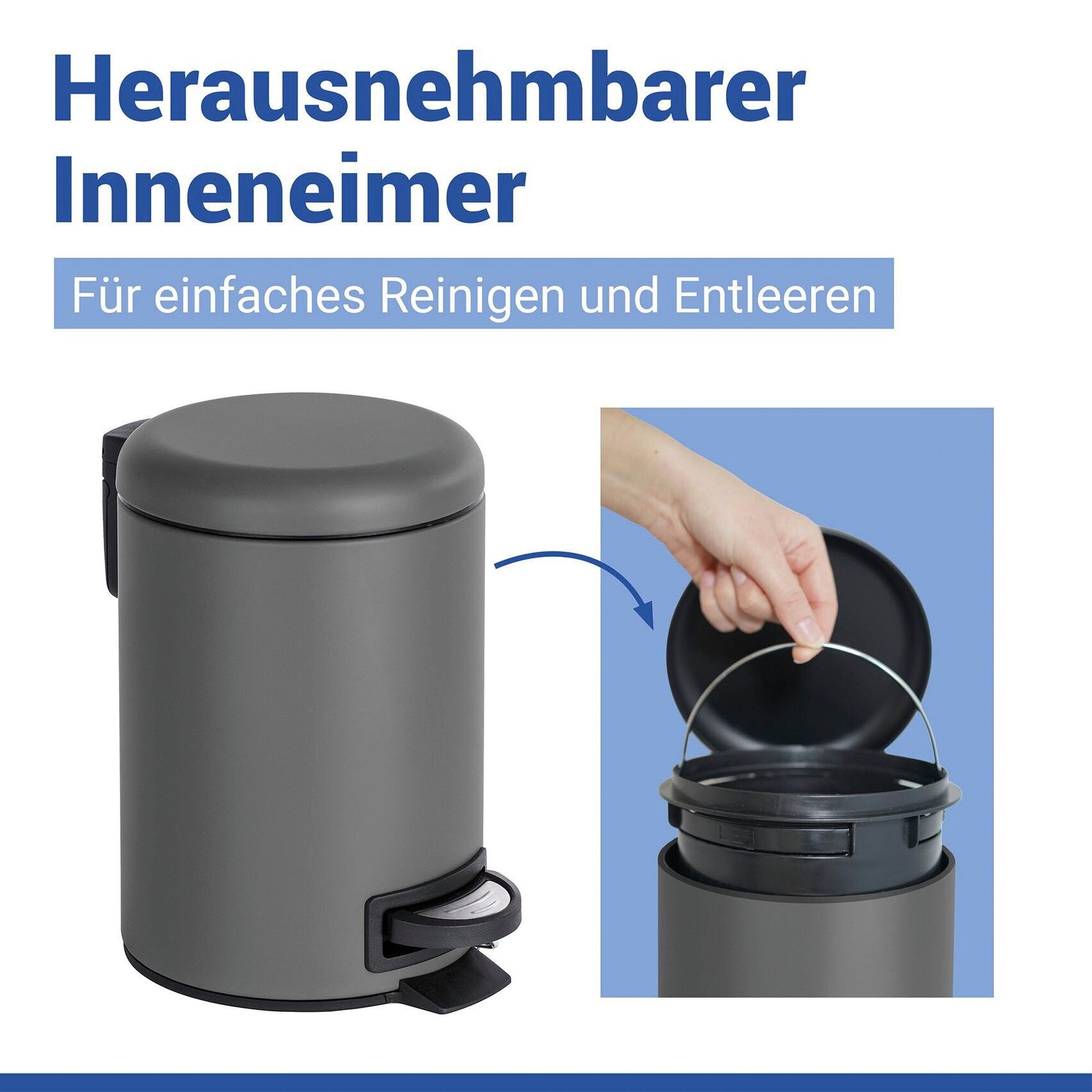WENKO Kosmetikeimer »Leman« 3 Liter, BxTxH: 17x25x22,5 cm
