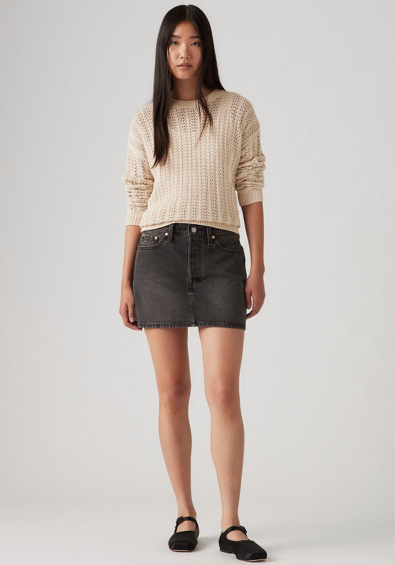 Levi's® Jeansrock »ICON SKIRT«, mit Used-Effekten und ausgefransten Kanten