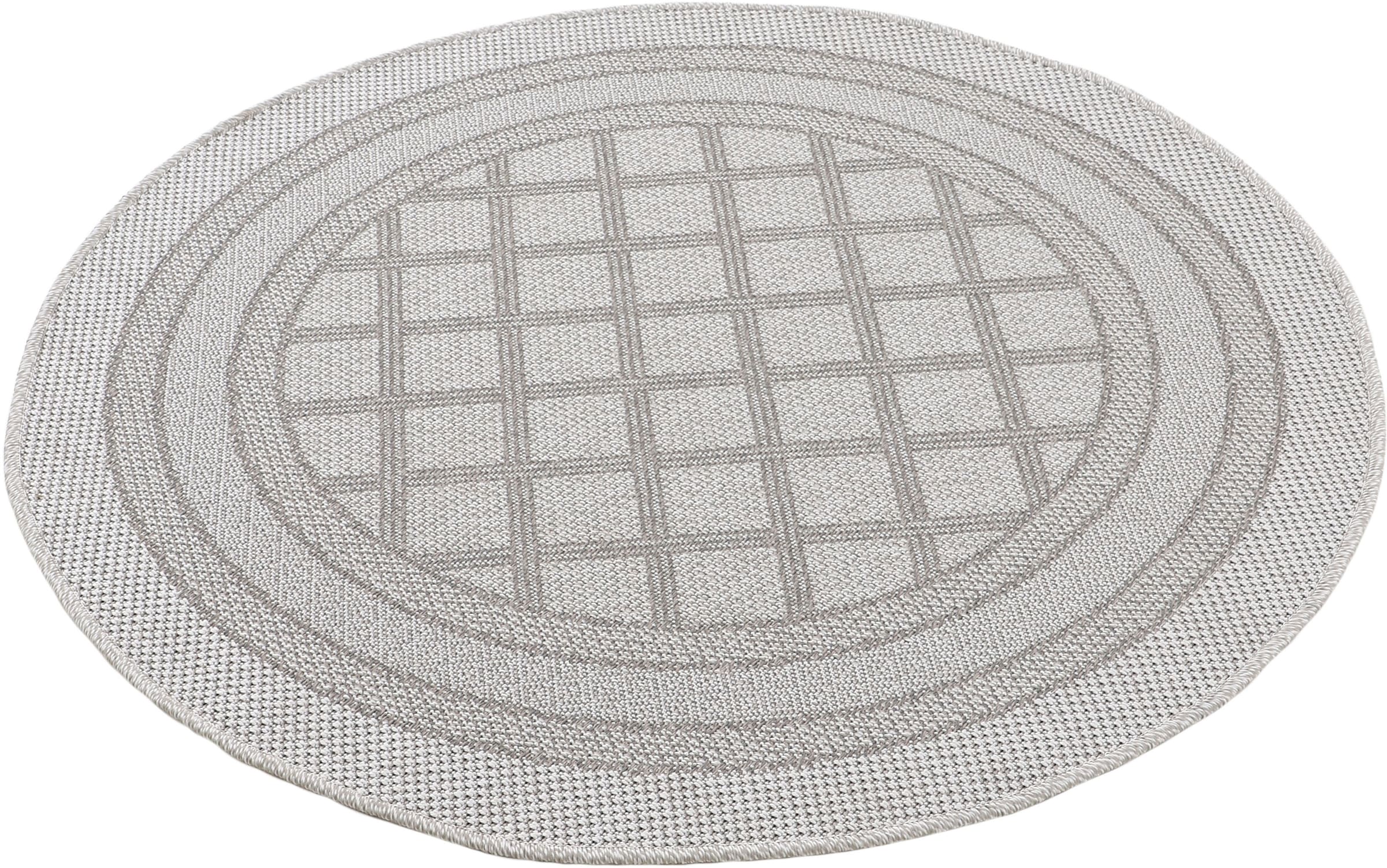 carpetfine Teppich »Boho 104«, rund, 4 mm Höhe, robustes Flachgewebe, Sisal Optik, UV-beständig, Außenbereich