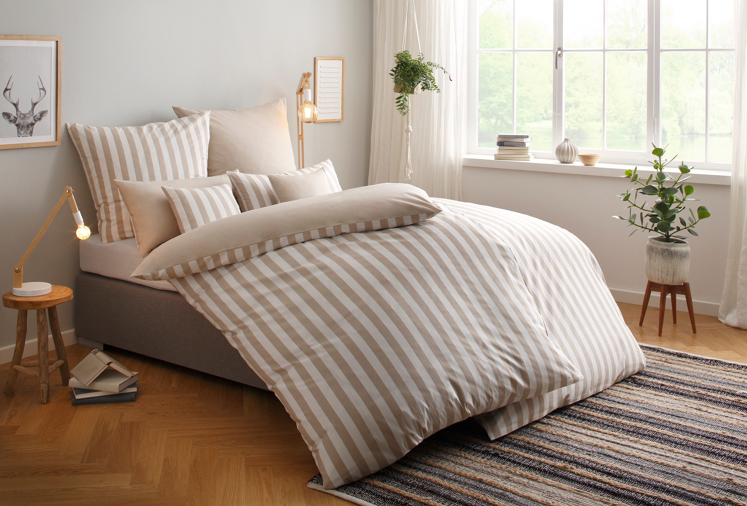 OTTO home Wendebettwäsche "Greta in verschiedenen Qualitäten" 2 Stk. Bettwäsche mit Streifen, ab 135x200 cm, NEU: auch in Fleece Qualität