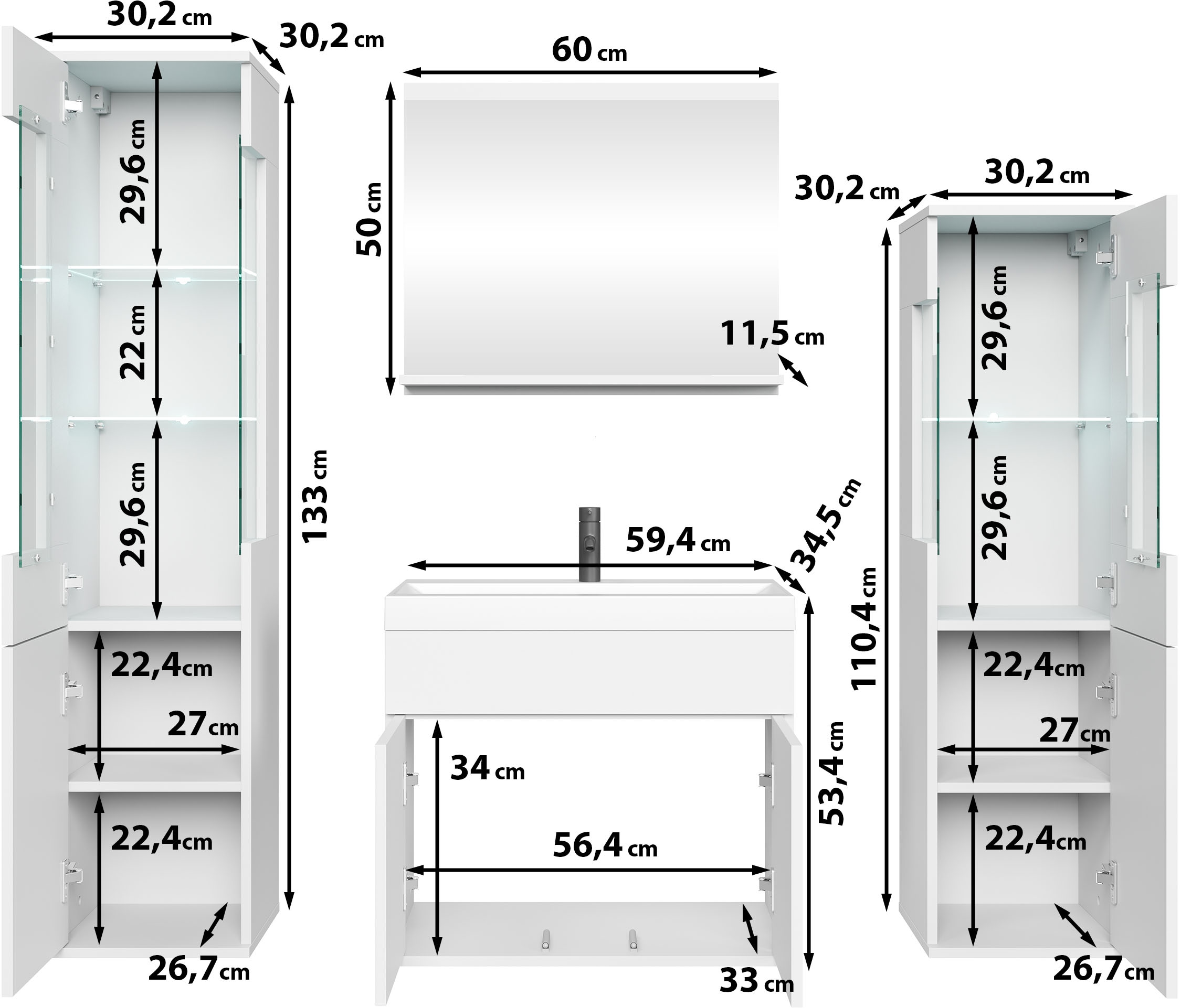 INOSIGN Badmöbel-Set »Kenia« Set, 5 Stk. tlg.