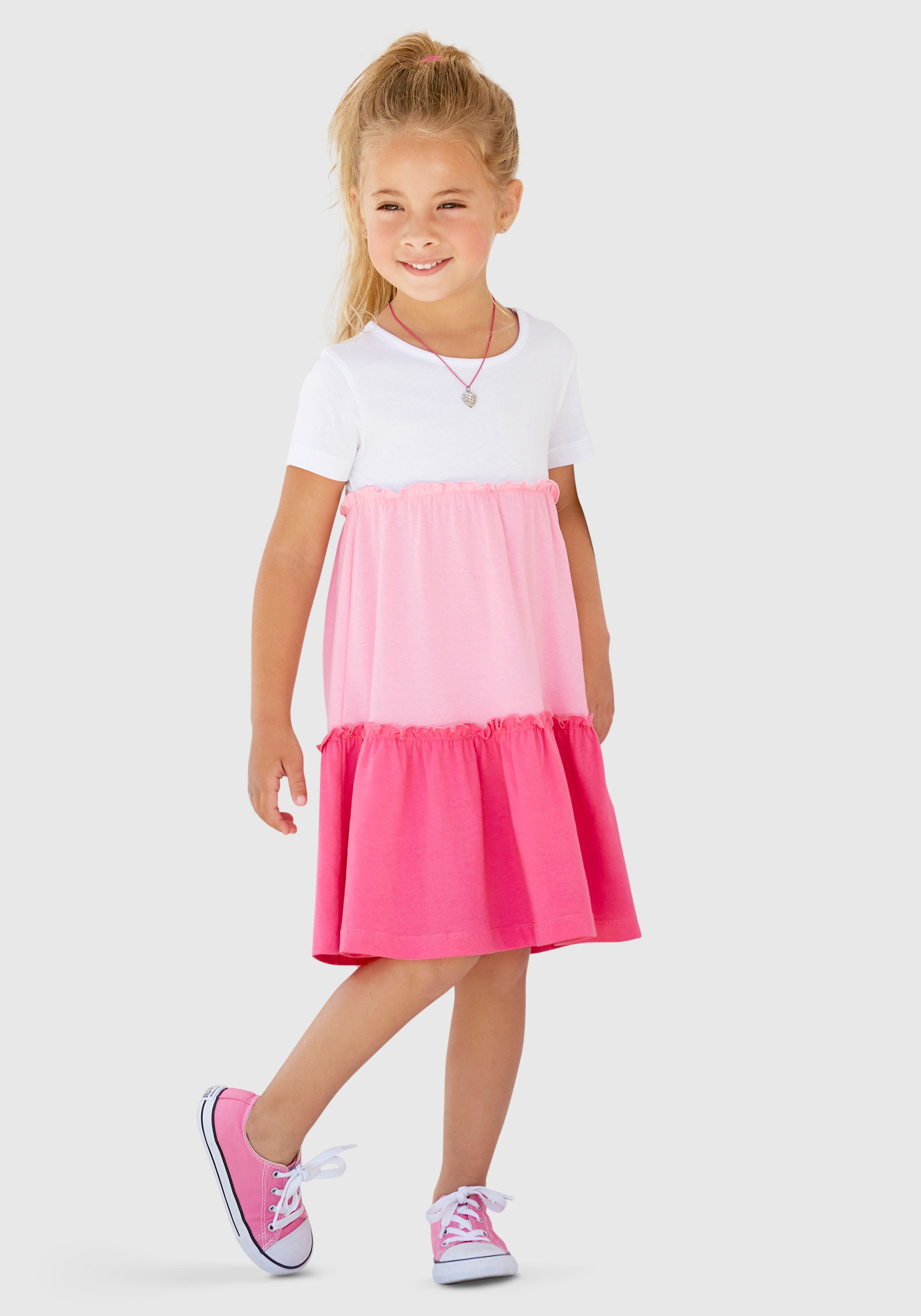 Jerseykleid »- Volantkleid für kleine Mädchen«, mit Colorblock-Design