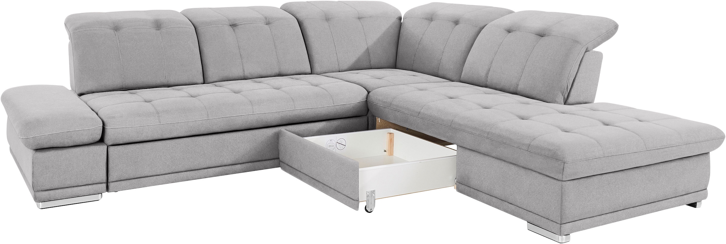 COTTA Ecksofa »Holiday L-Form mit Sitztiefen-, Armteil- und Kopfteilverstellung«, wahlweise mit Bettfunktion inkl. Bettkasten