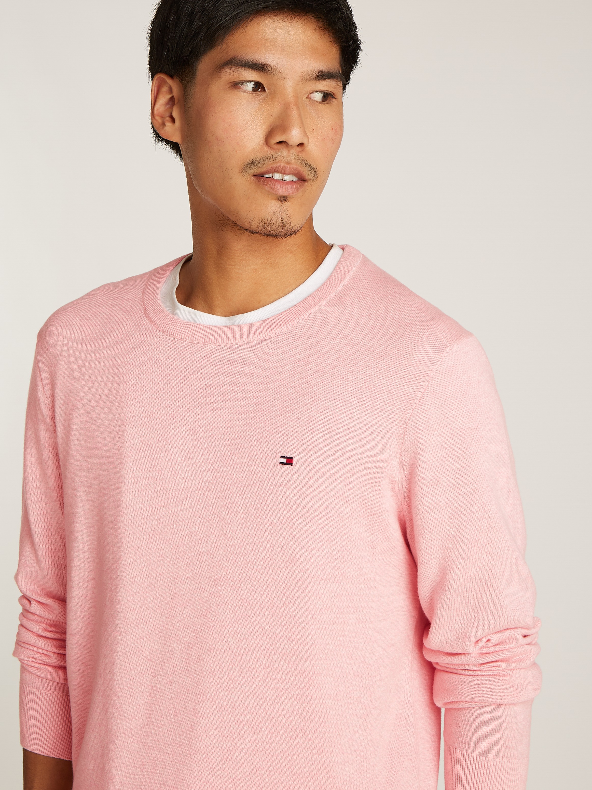 Tommy Hilfiger Rundhalspullover »ESSENTIAL COTTON CREW NECK«, 100% Baumwolle Crewneck Regular Fit Premium Mode