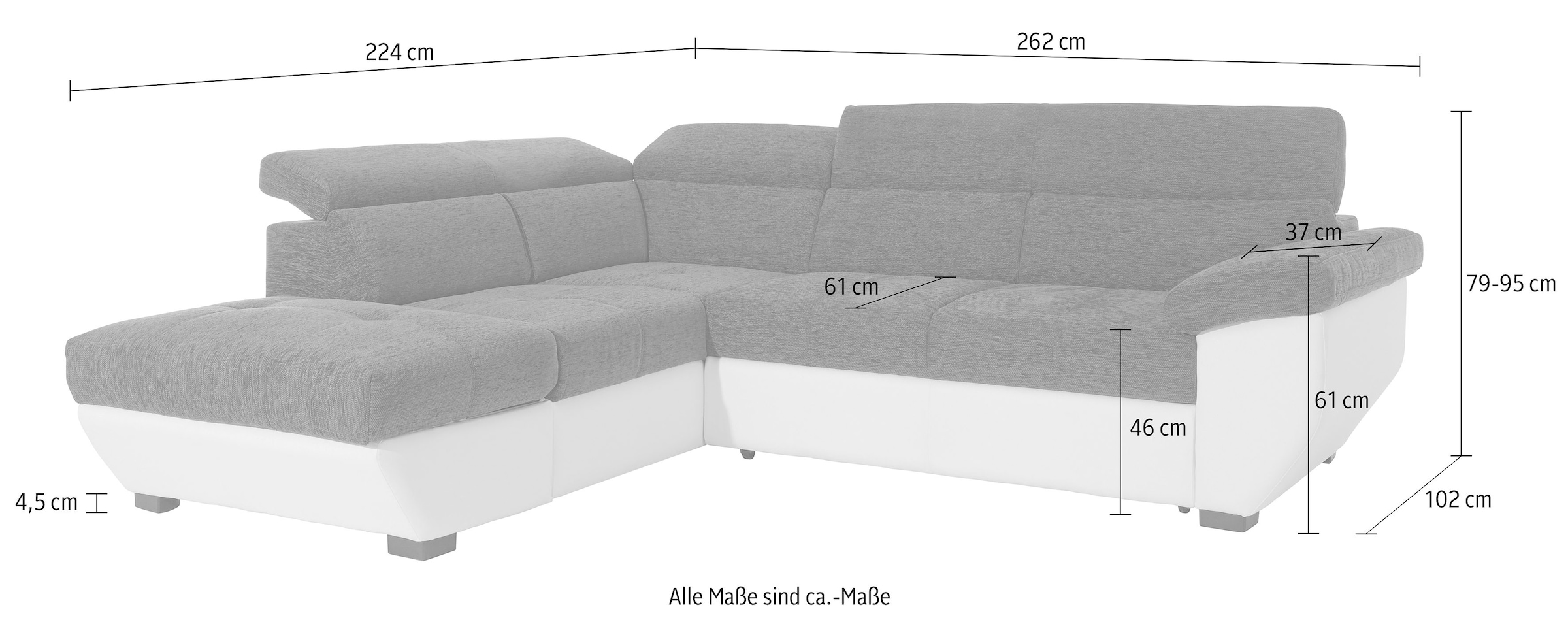 COTTA Ecksofa »Speedway L-Form«, inklusive Kopfteilverstellung, wahlweise mit Bettfunktion + Bettkasten