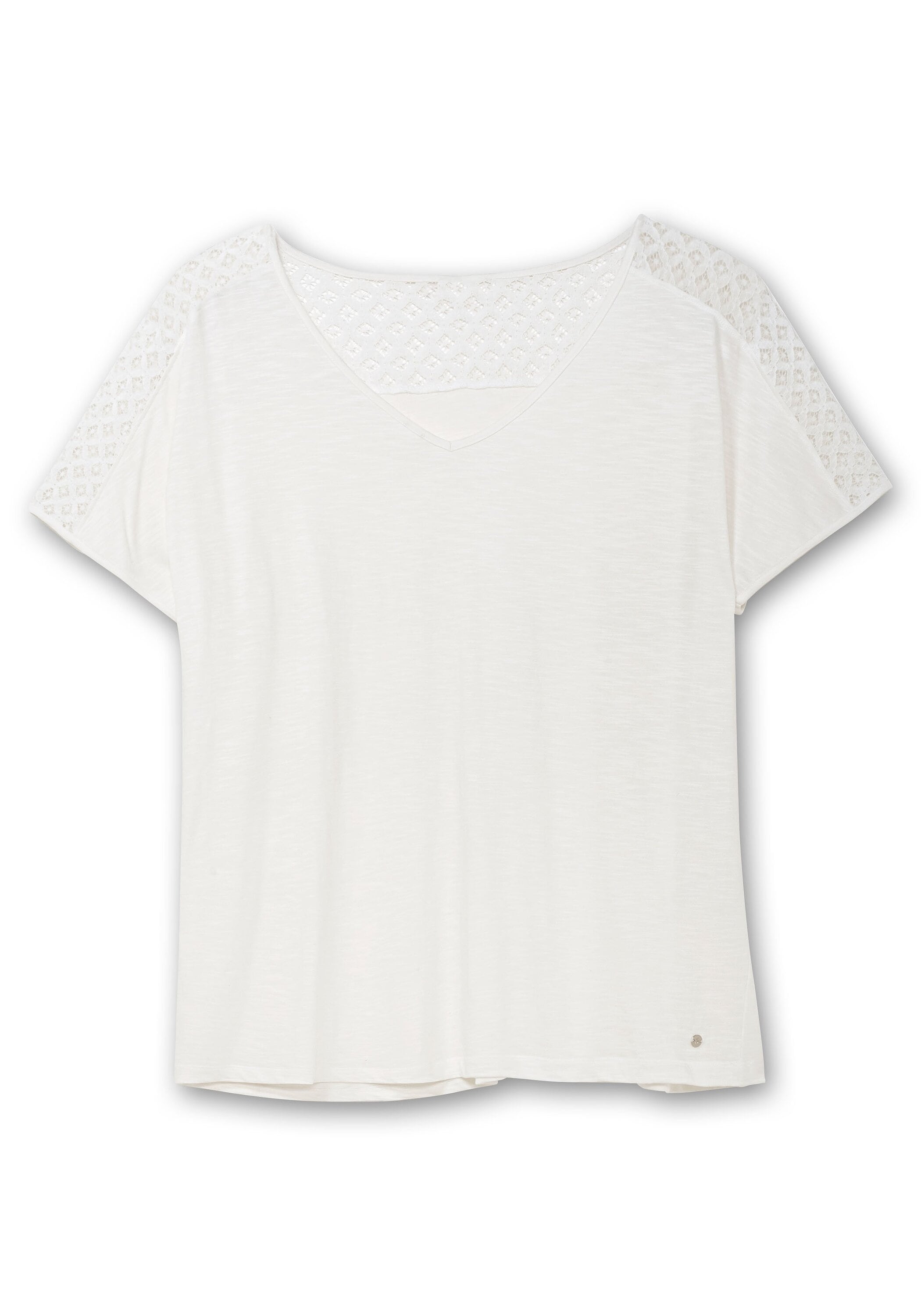 Sheego T-Shirt »Shirt mit Spitze und V-Ausschnitt, aus Flammgarnjersey«