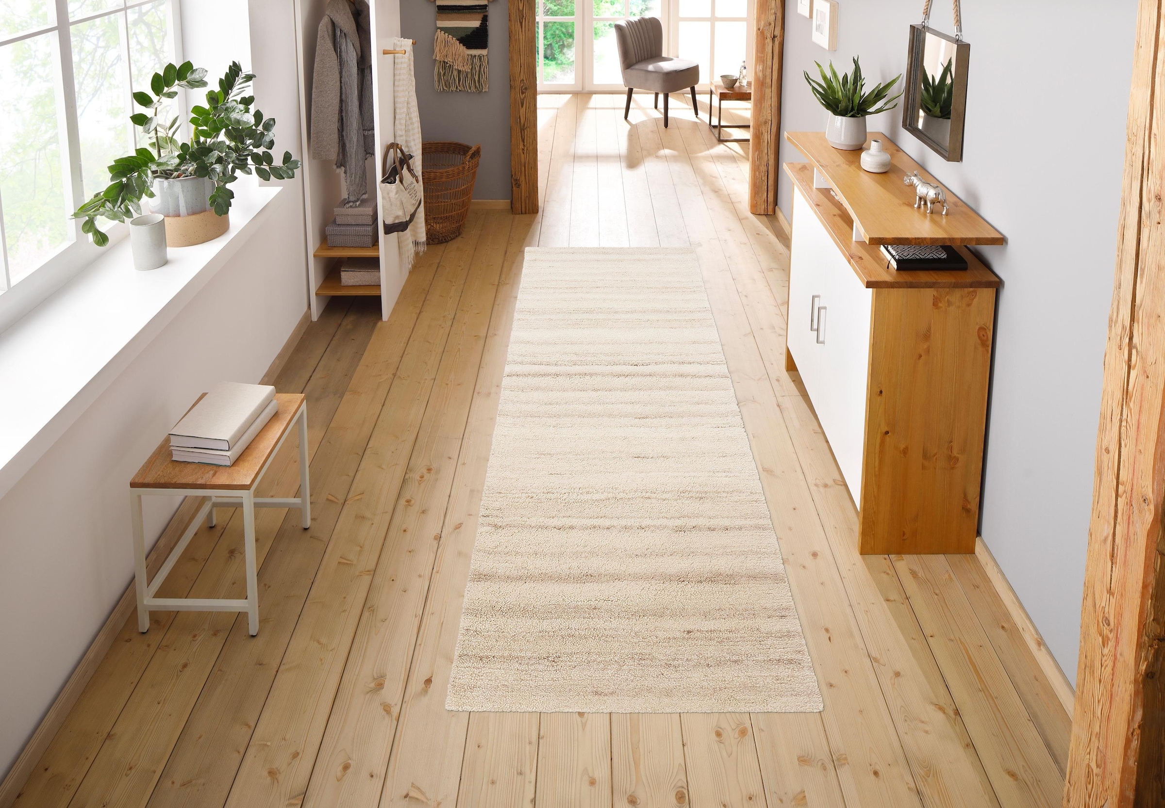 THEKO Läufer »Janne, Berber Teppich, reine Wolle, meliert, handgearbeitet«, rechteckig, 20 mm Höhe, handgetuftet, Wohnzimmer, Schlafzimmer, Flur, Teppich-Läufer, Brücke